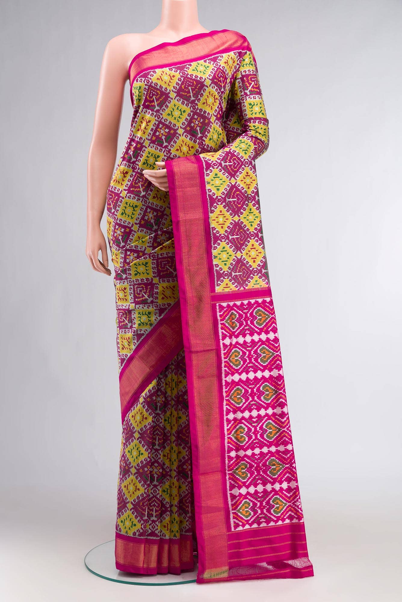 Magenta Pochampally Silk Saree