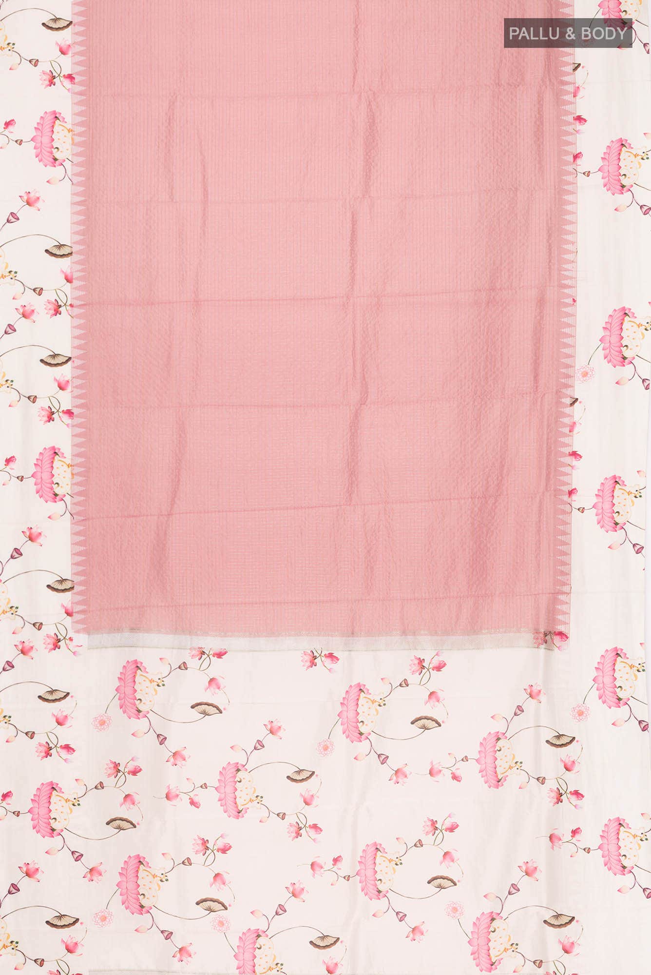 Pink Printed Silk Saree - Image 4