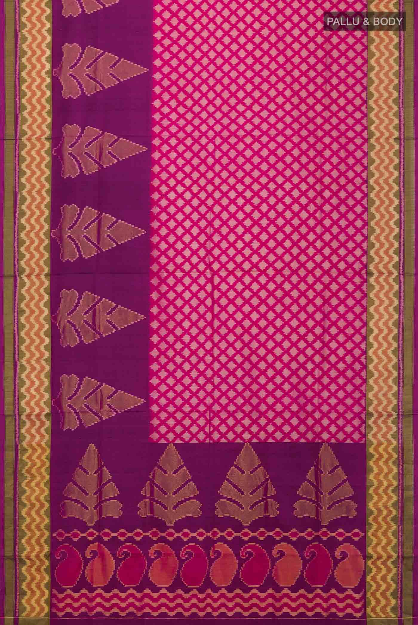 Pink Rajkot Patola Silk Saree - Image 6