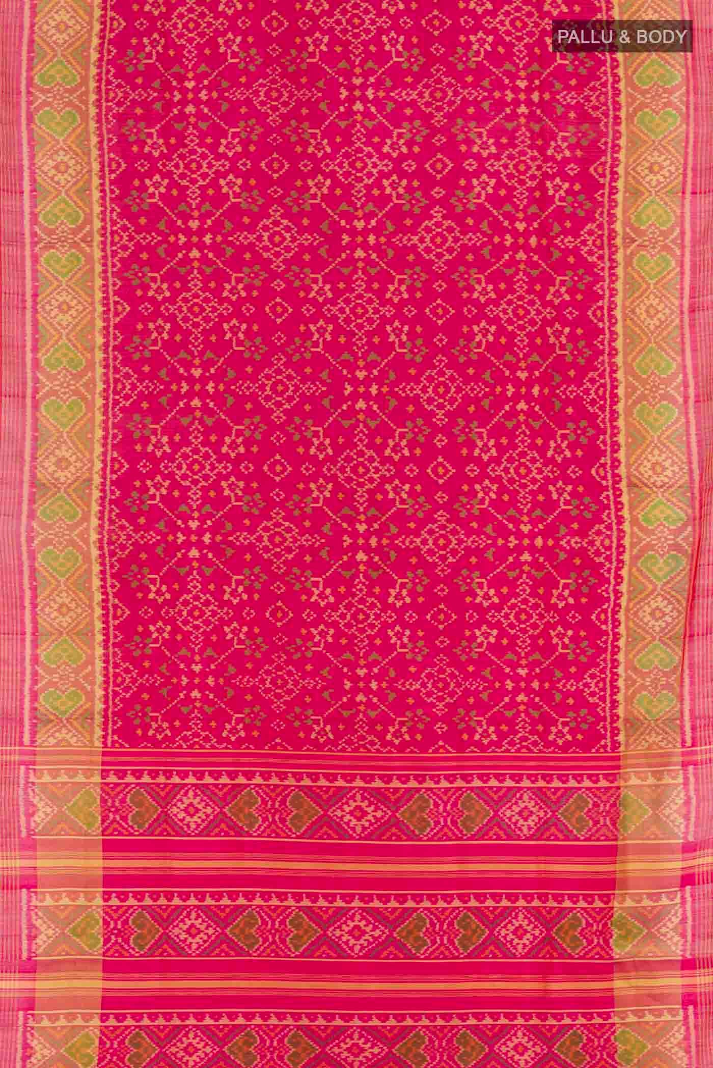 Pink Rajkot Patola Silk Saree - Image 6