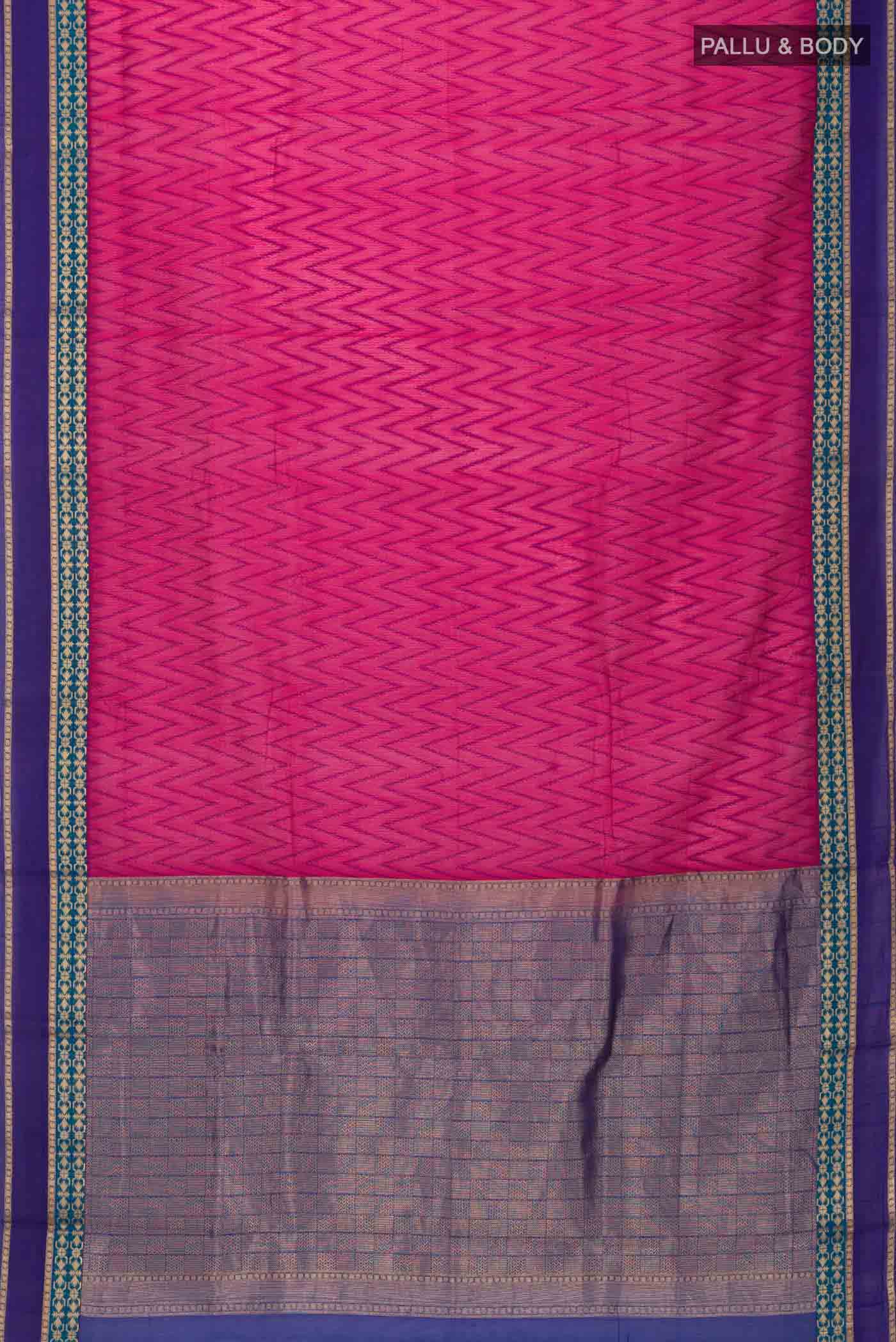 Pink Silk Cotton Saree - Image 5