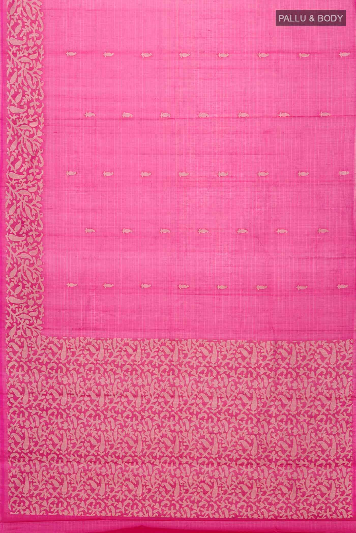 Pink Silk Cotton Saree - Image 3