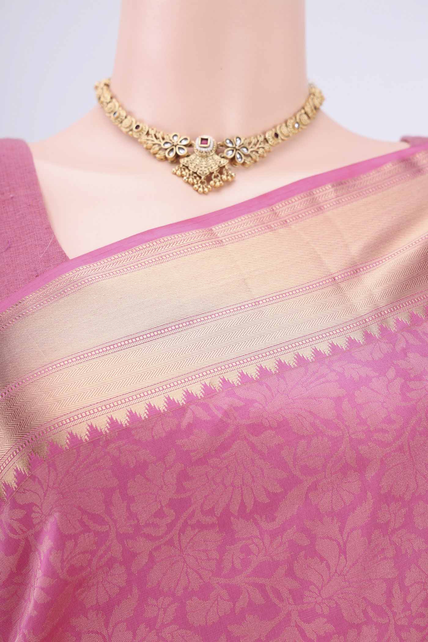 Pink Soft Silk Saree - Image 2