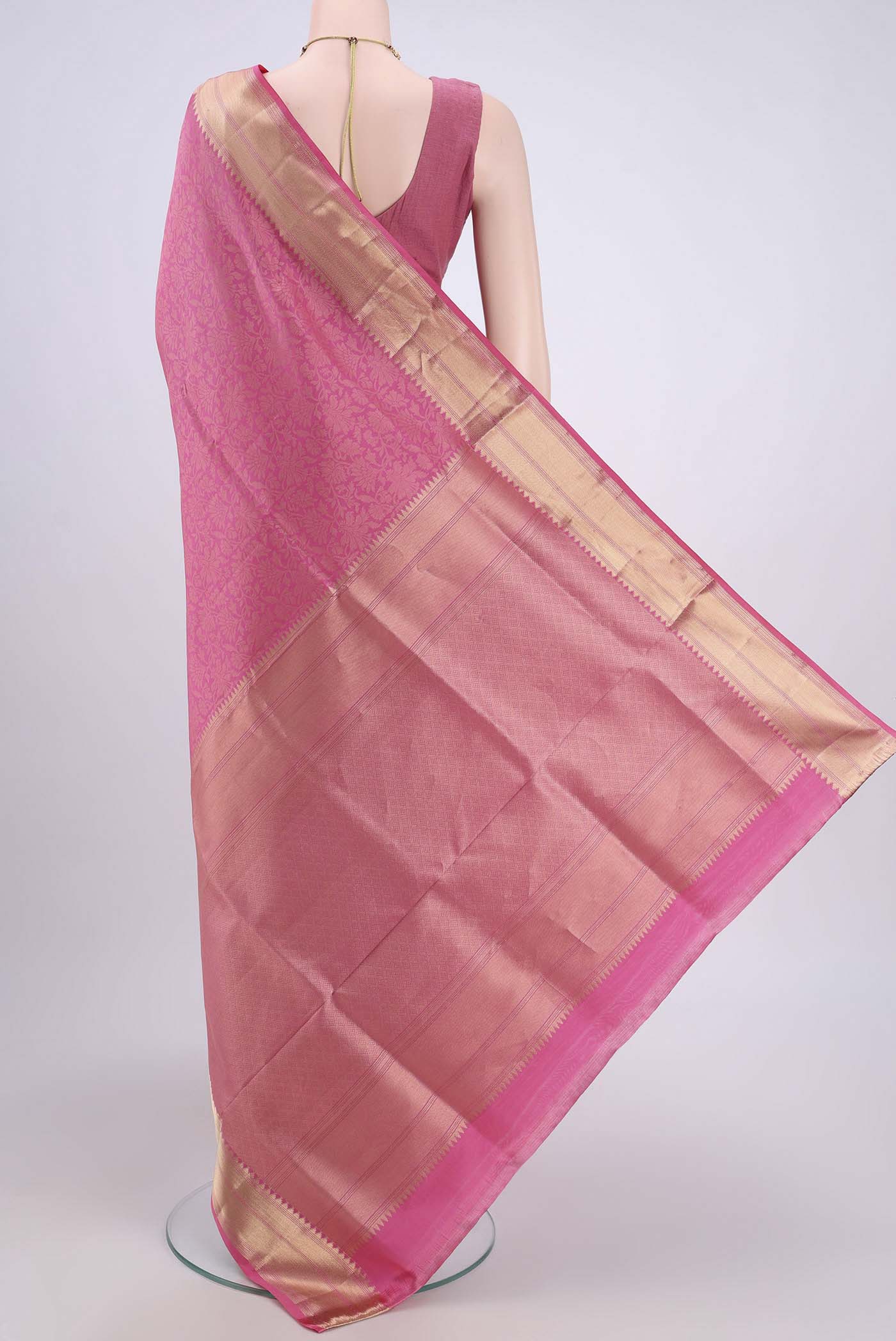 Pink Soft Silk Saree - Image 3