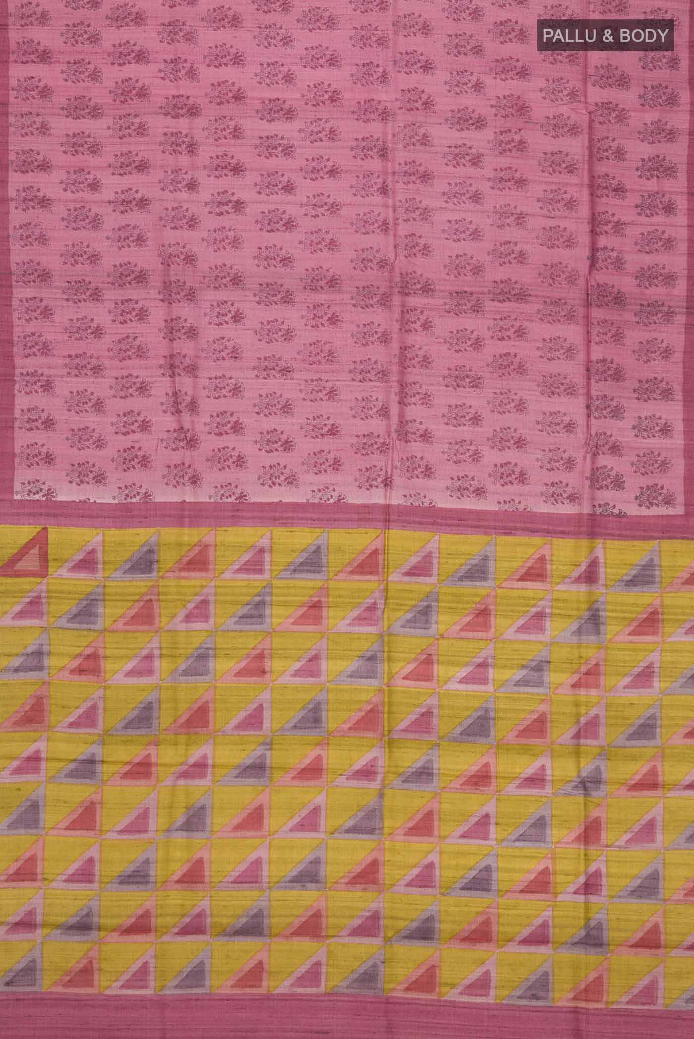 Pink Tussar Silk Saree - Image 5