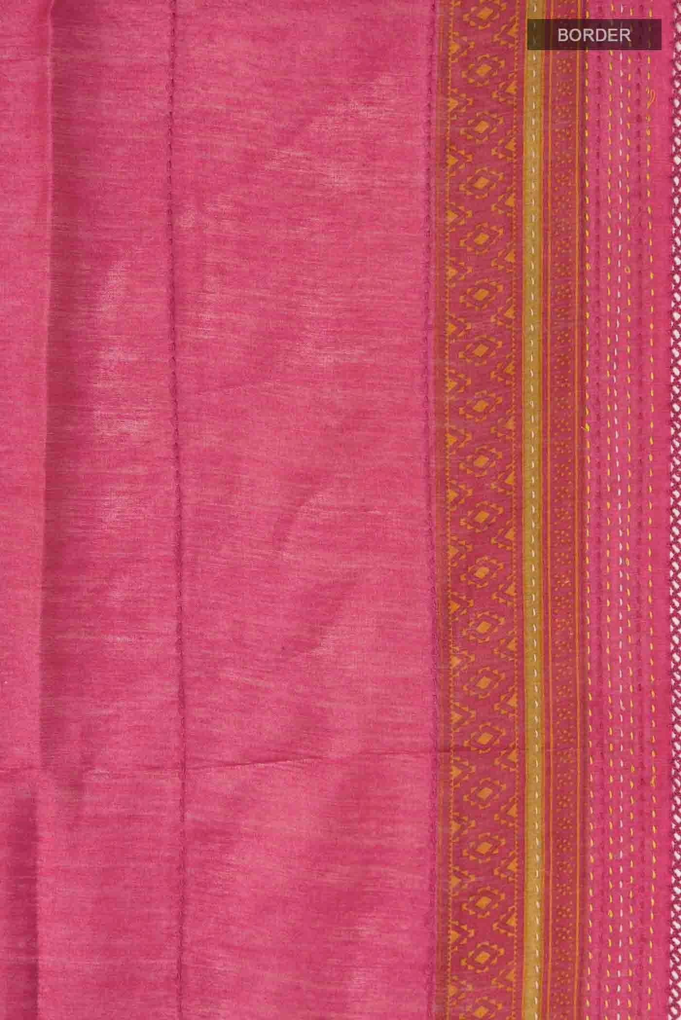 Pink Tussar Silk Saree - Image 3