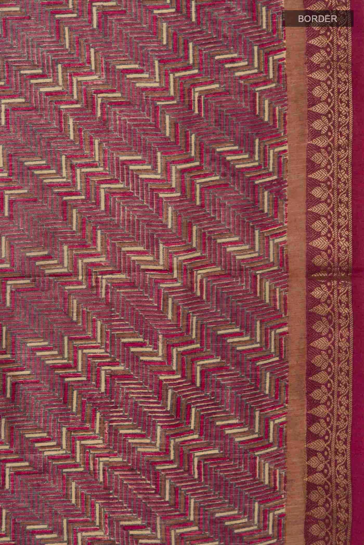 Pink Tussar Silk Saree - Image 3