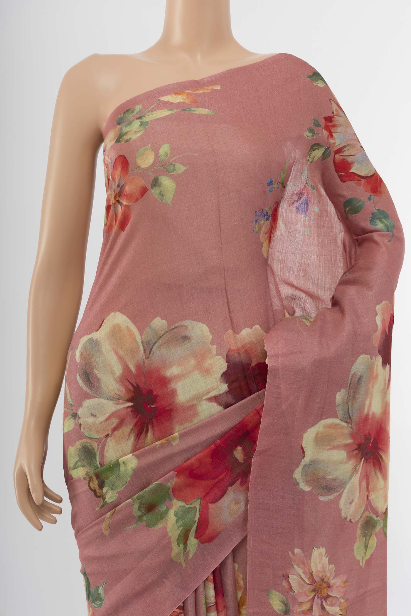 Pink Tussar Silk Saree - Image 2