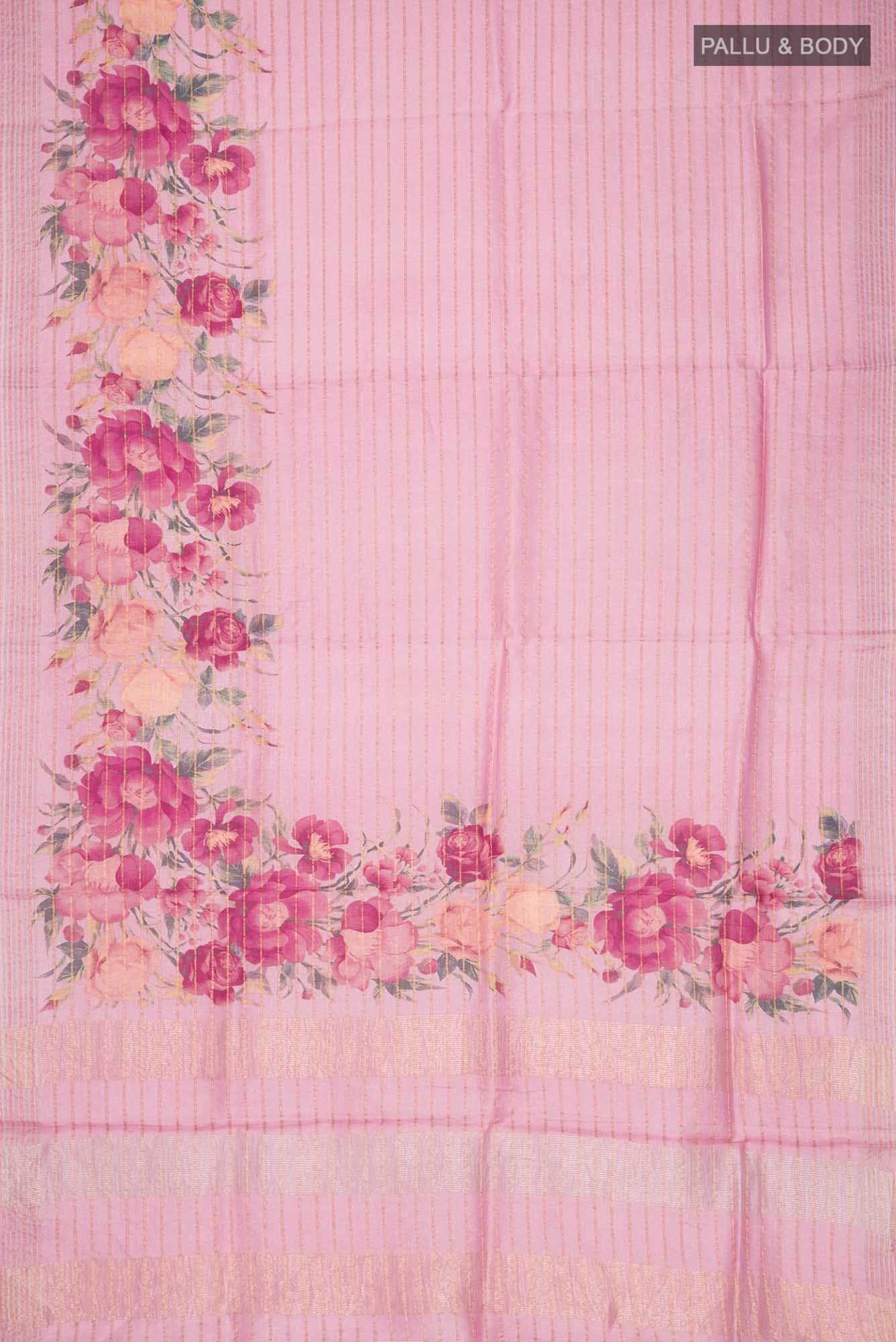 Pink Tussar Silk Saree - Image 3