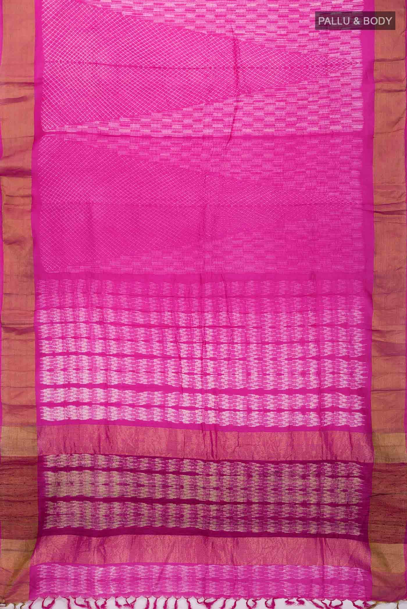 Pink Tussar Silk Saree - Image 3