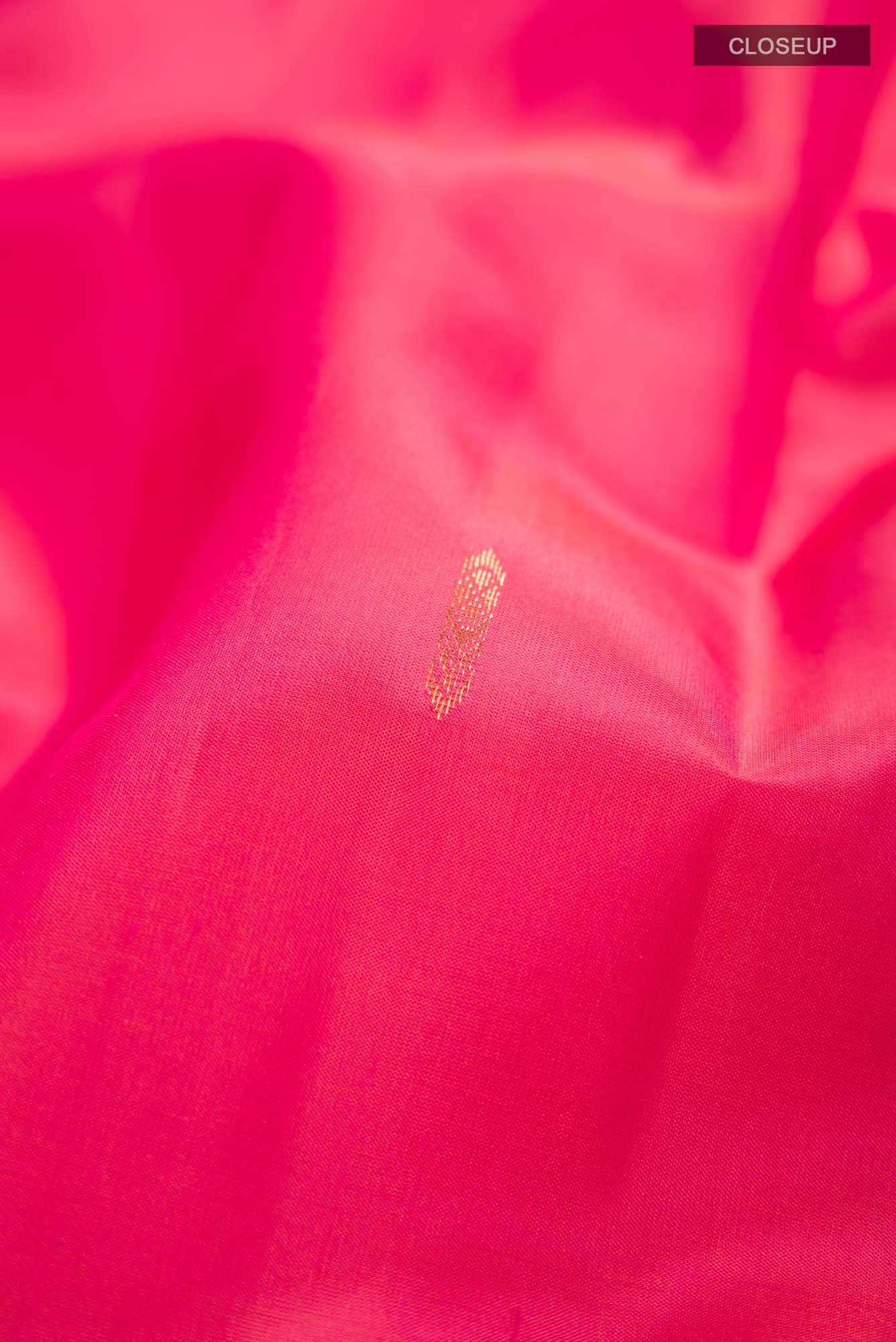Pink with Orange Dual Tone Kanjivaram Silk Saree - Image 3