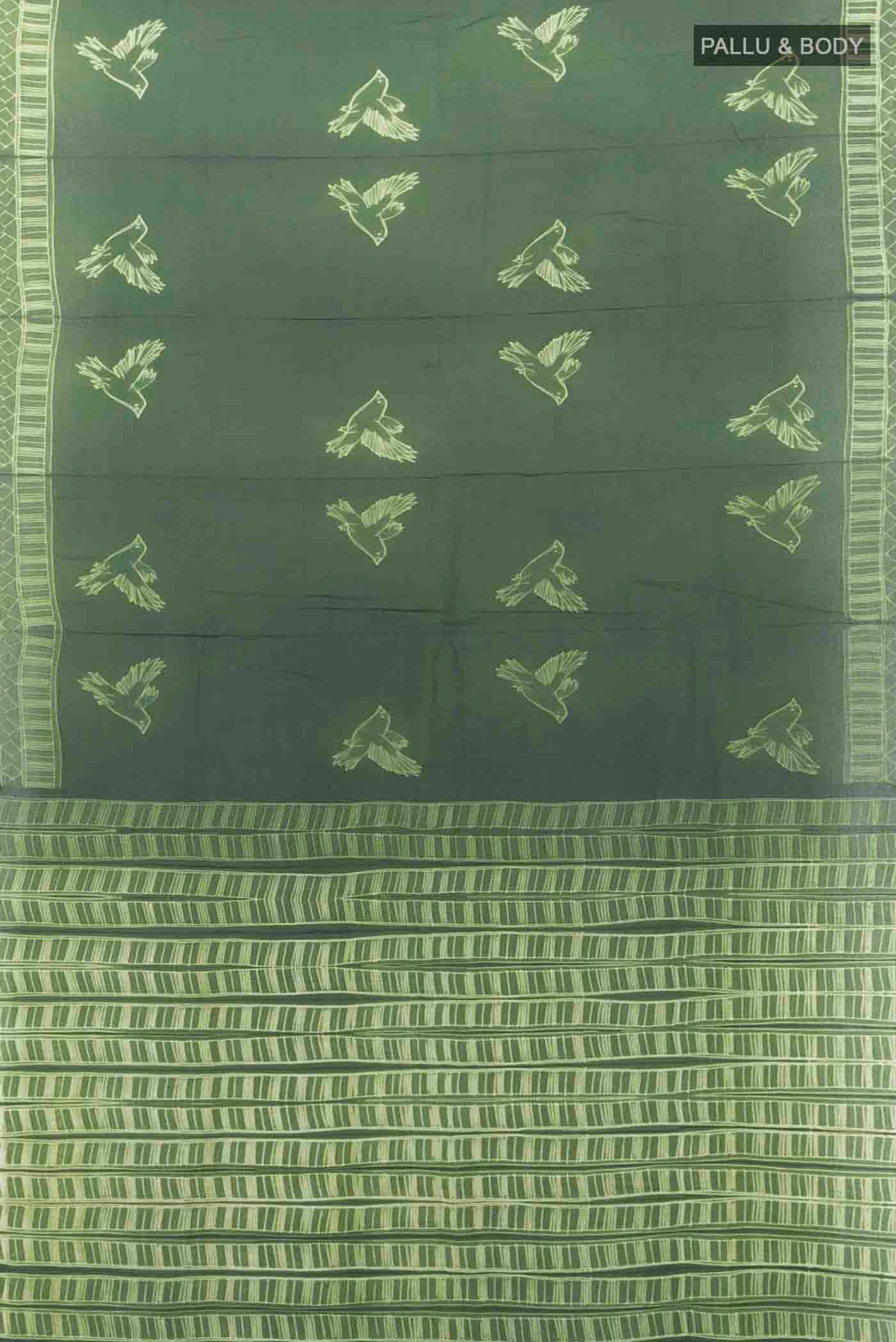 Bottle Green Chanderi Silk Cotton Saree - Image 5