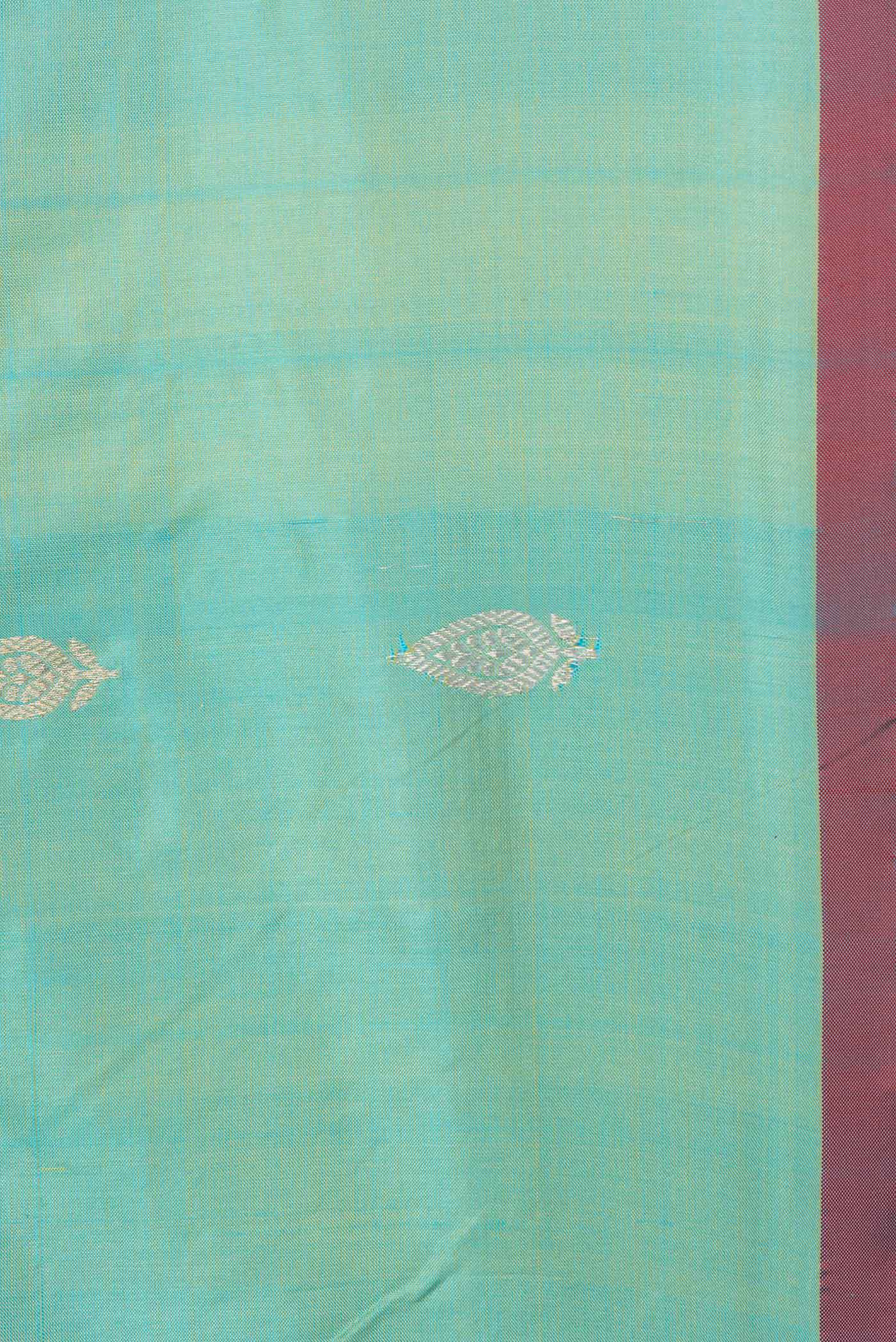 Light Blue Banarasi Katan Silk Saree - Image 3