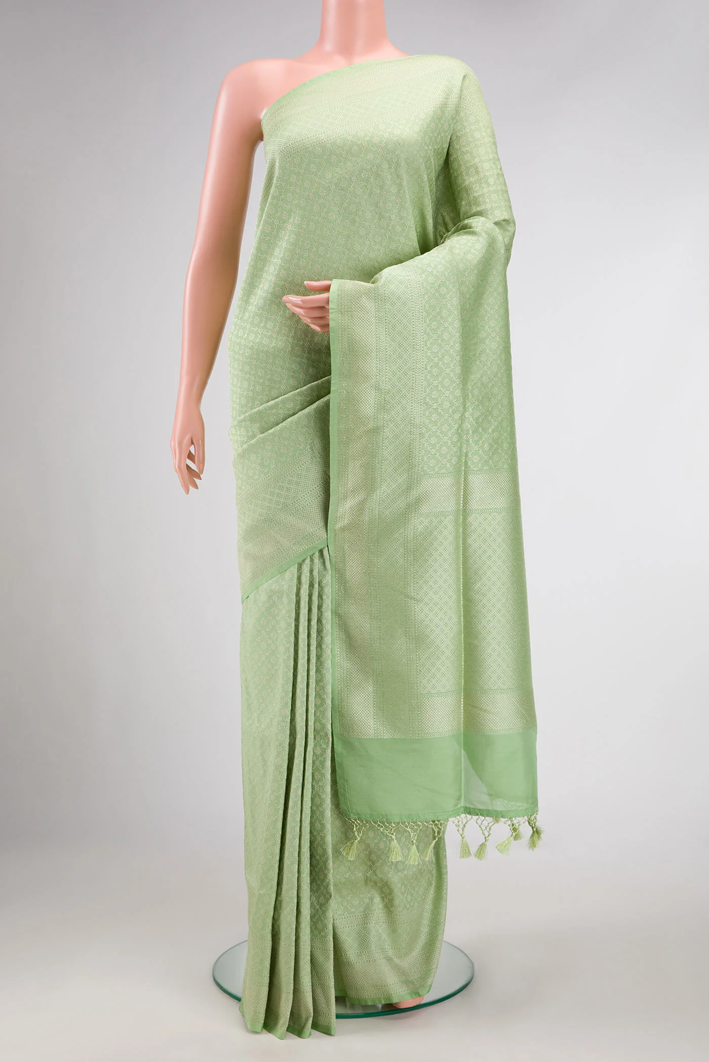 Pista Green Blended Banarasi Silk Saree