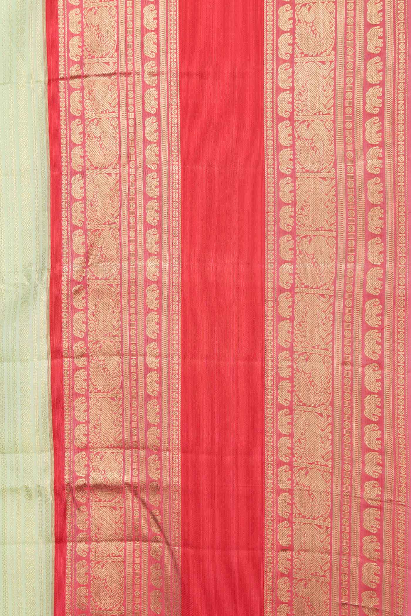 Pista Green Dual Tone Kanjivaram Saree - Image 3