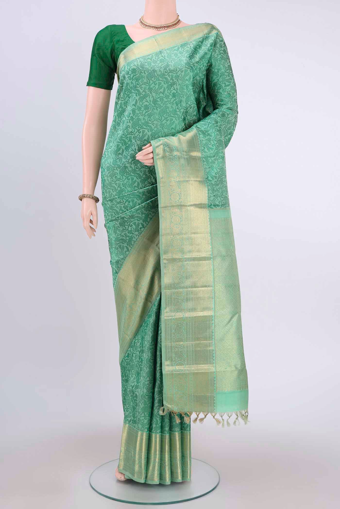 Pista Green Dual Tone Kanchipuram Silk Saree