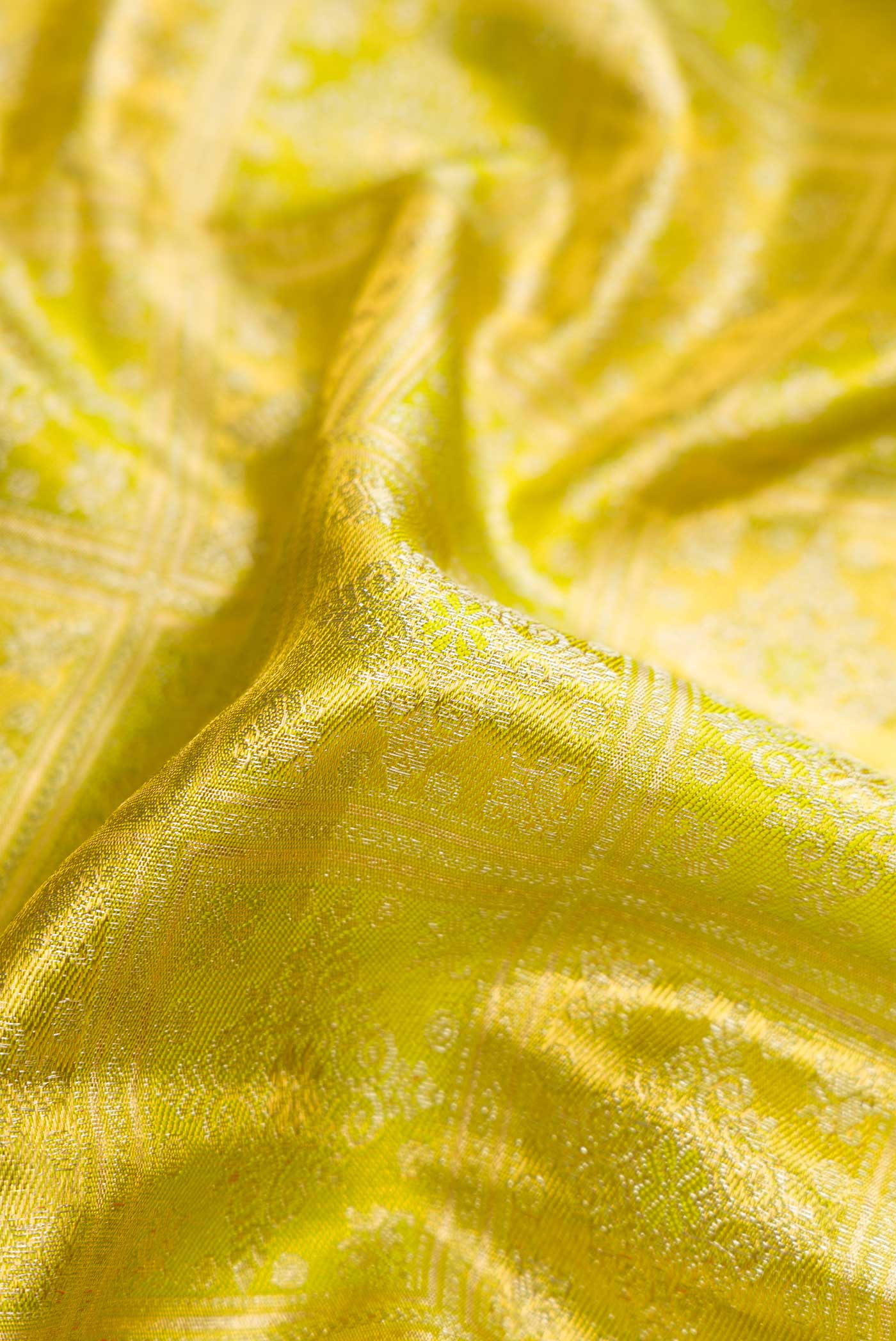 Green with Gold Color Kanjivaram Tissue Silk Saree - Image 2