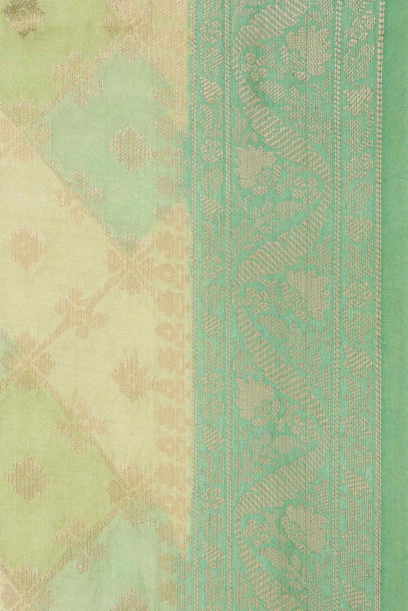 Pista Green Dual Tone Tussar Saree - Image 3