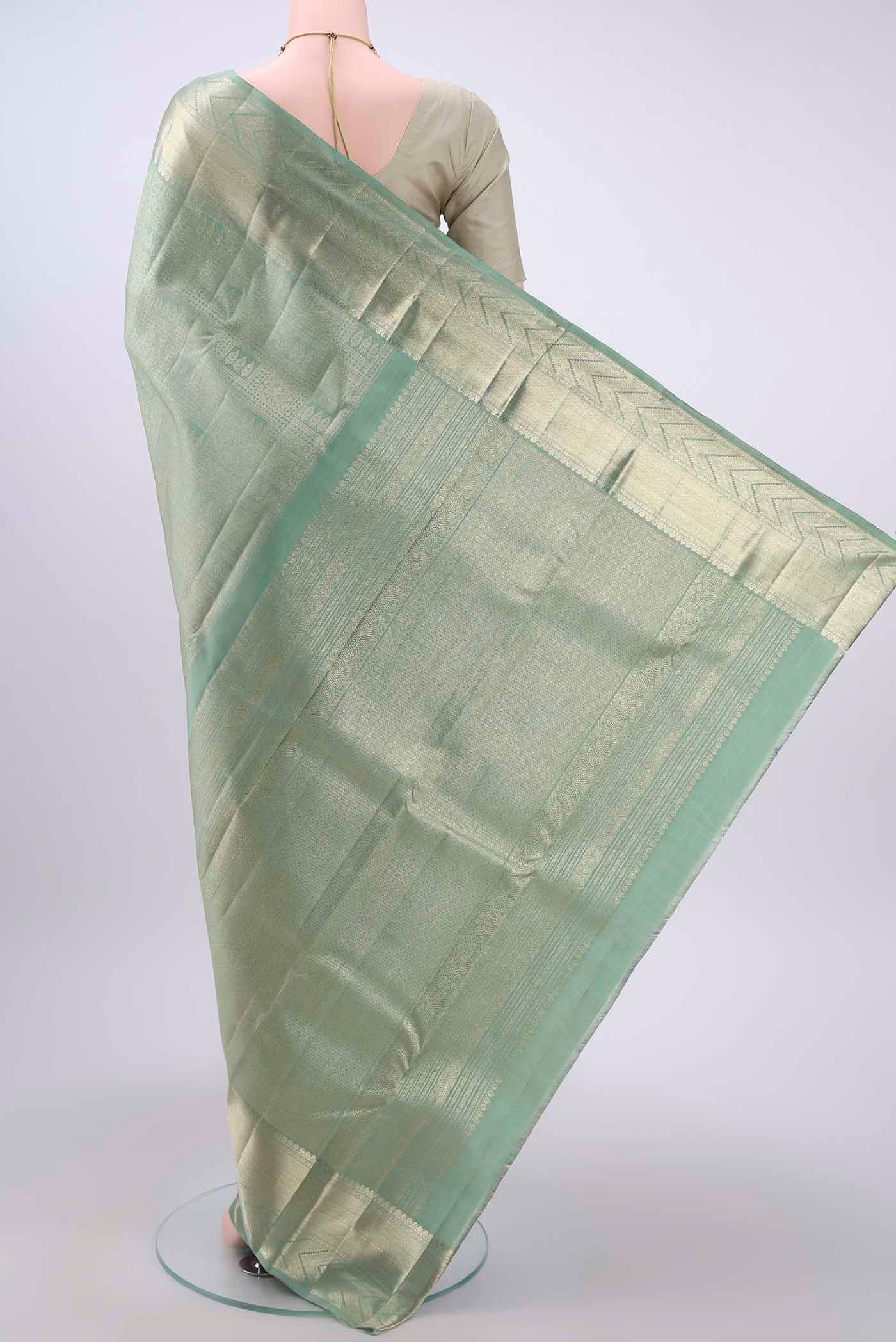 Grey Kanchipuram Silk Saree - Image 3