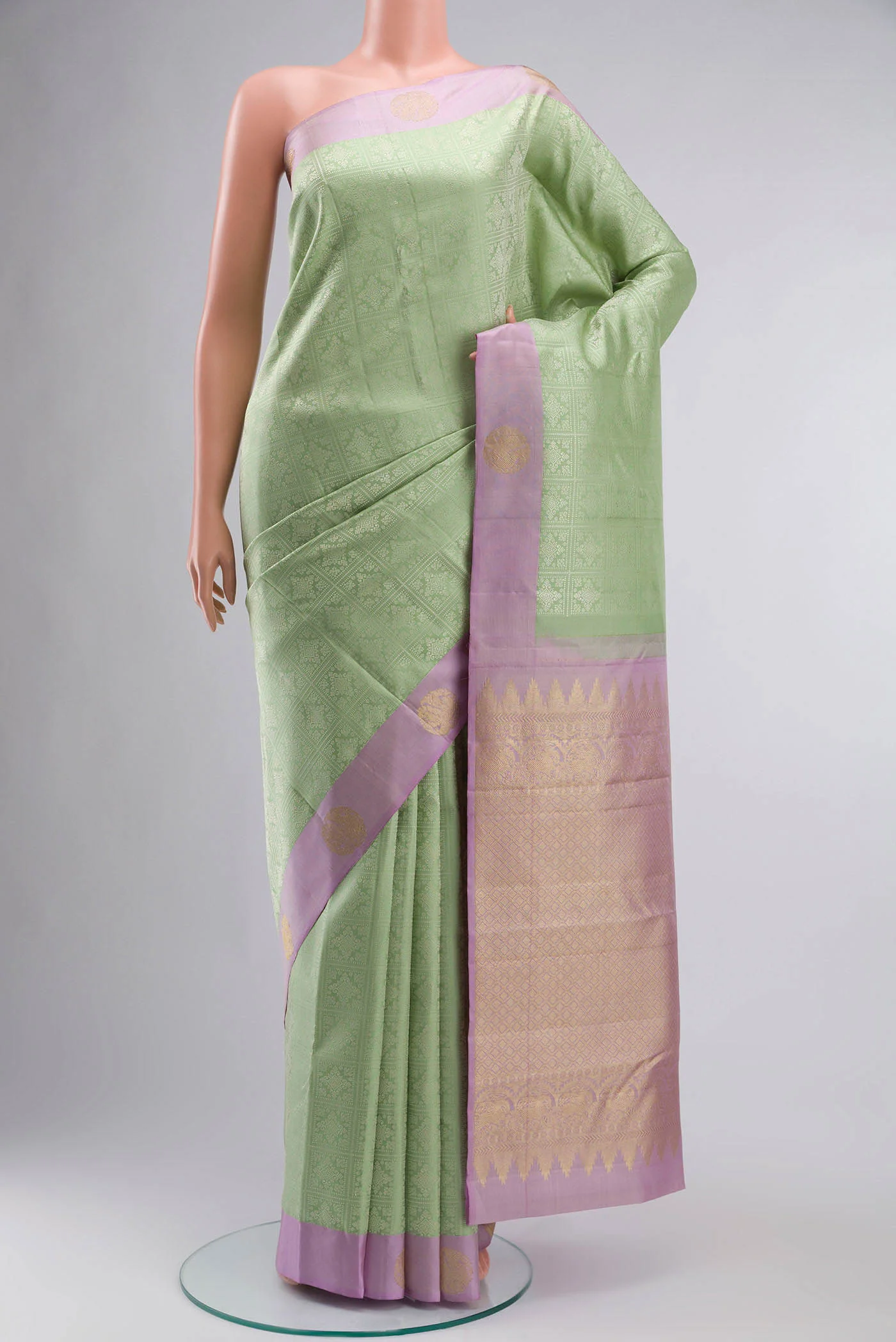 Pista Green Kanjivaram Silk Saree