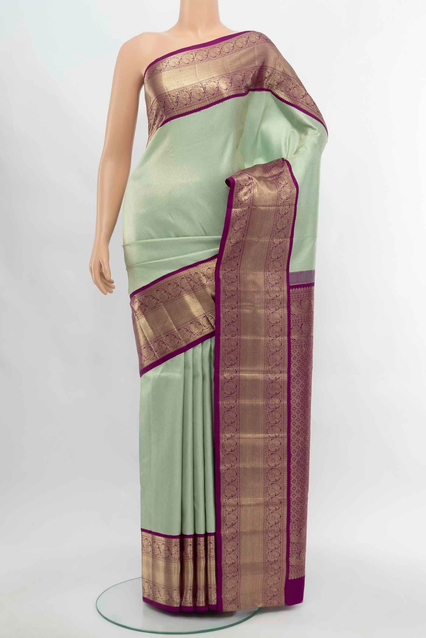 Pista Green Kanchipuram Silk Saree