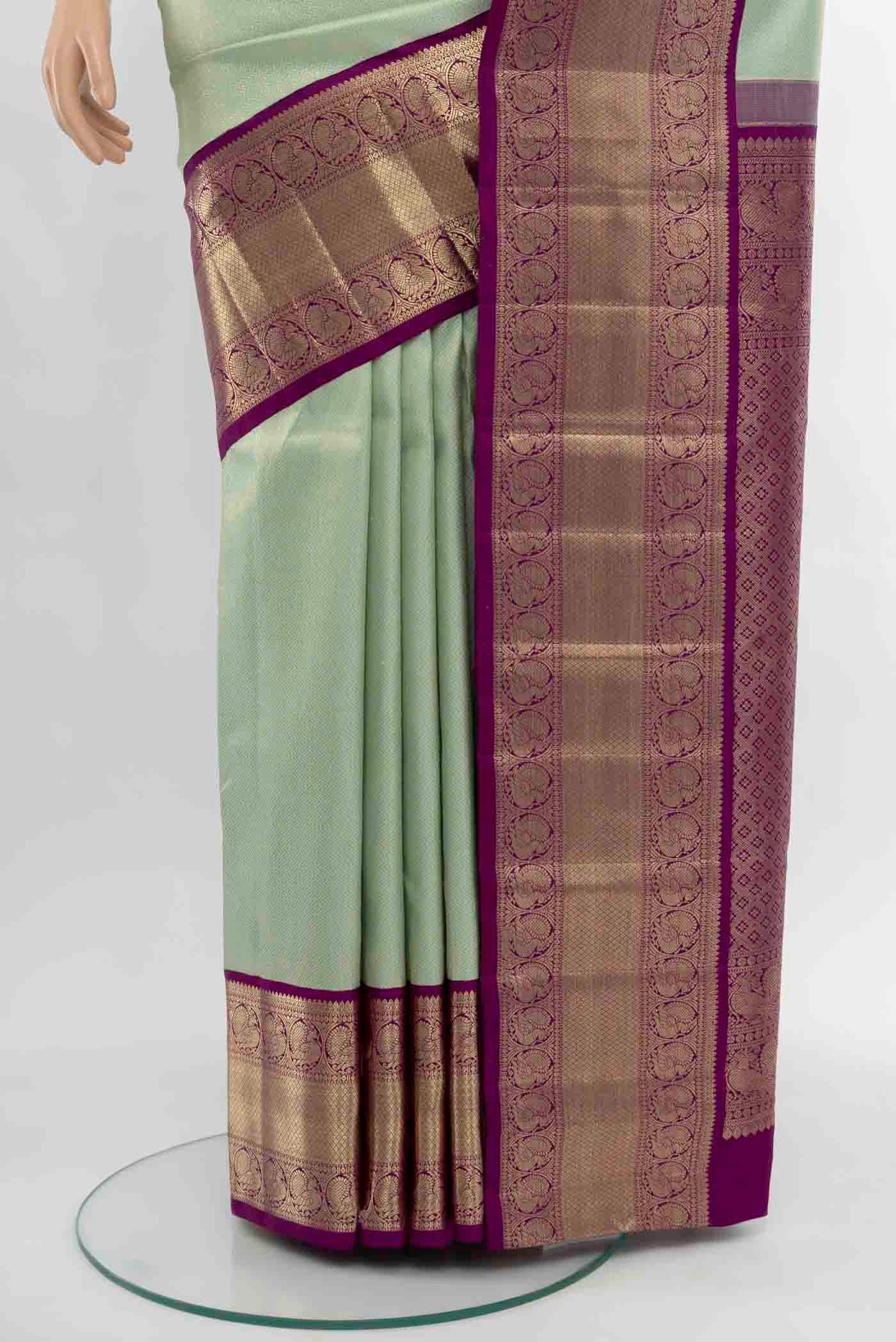 Pista Green Kanchipuram Silk Saree - Image 3
