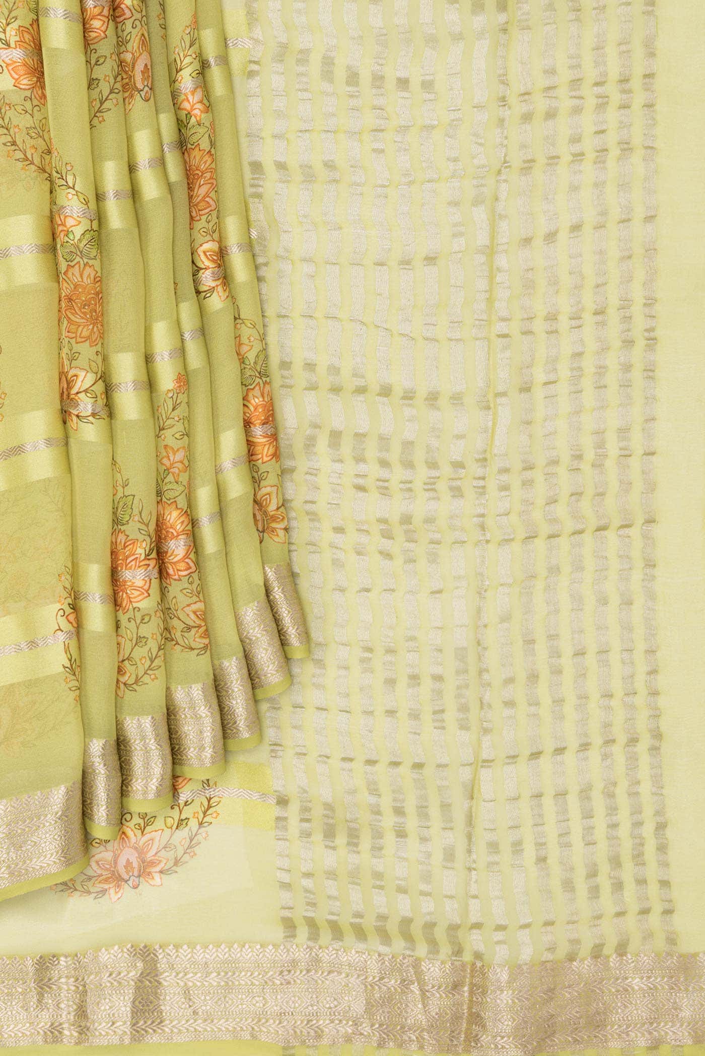 Pista Green Mysore Georgette Saree - Image 2