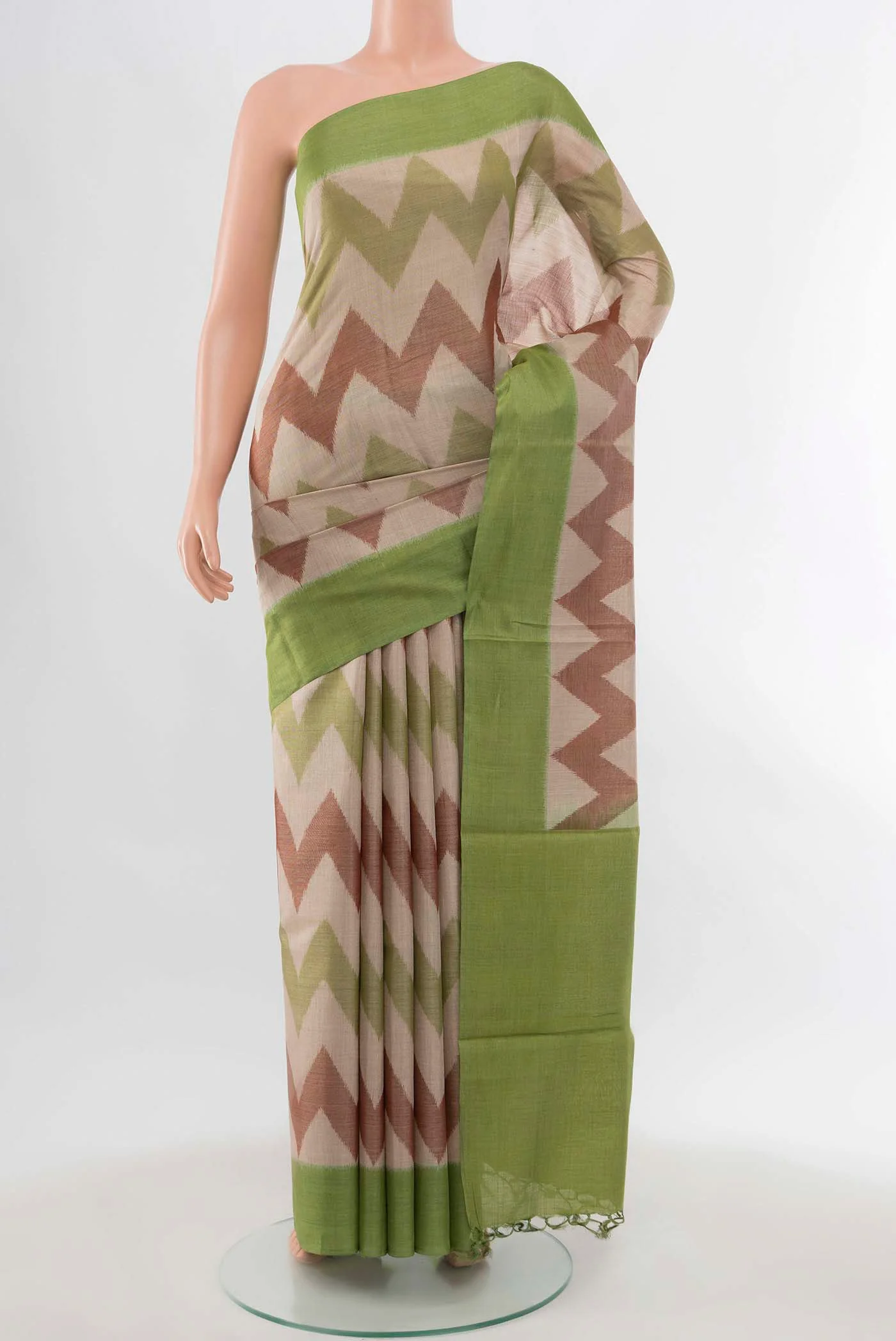 Pista Green Tussar Silk Saree