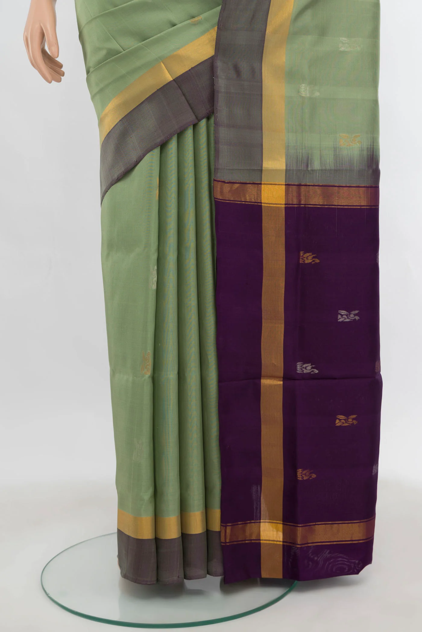 Pista Green Uppada Silk Saree - Image 3