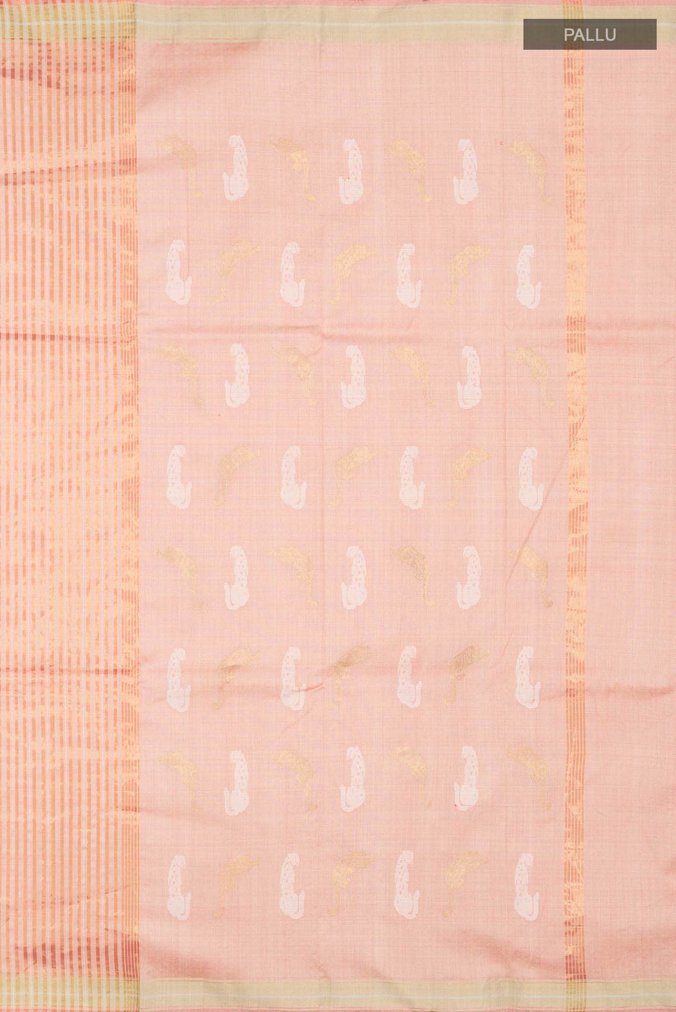 Prowl and Prance-Peach Tussar Silk Saree - Image 5