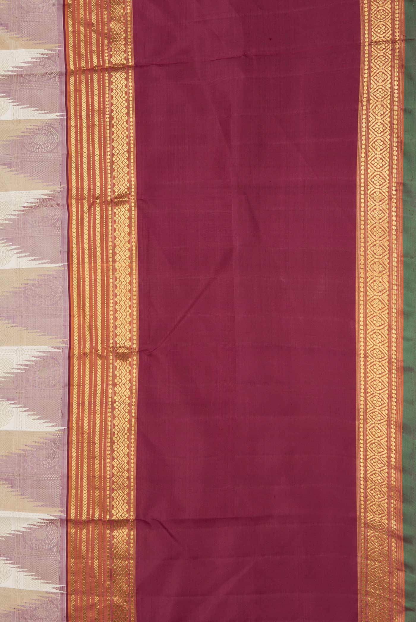 Pure Silk Pure Zari Beige Dual Tone Kanjivaram Saree - Image 3
