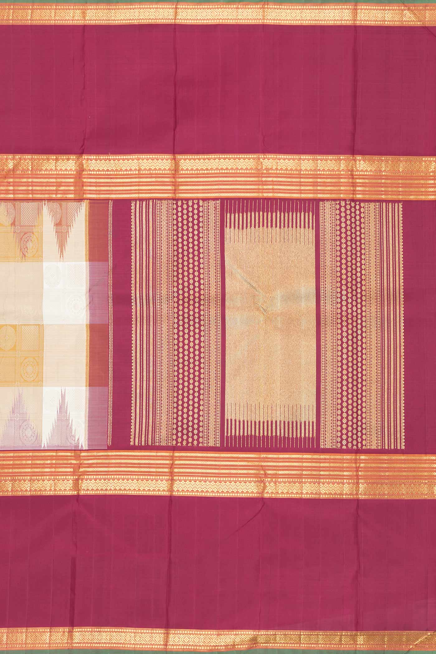 Pure Silk Pure Zari Beige Dual Tone Kanjivaram Saree - Image 7