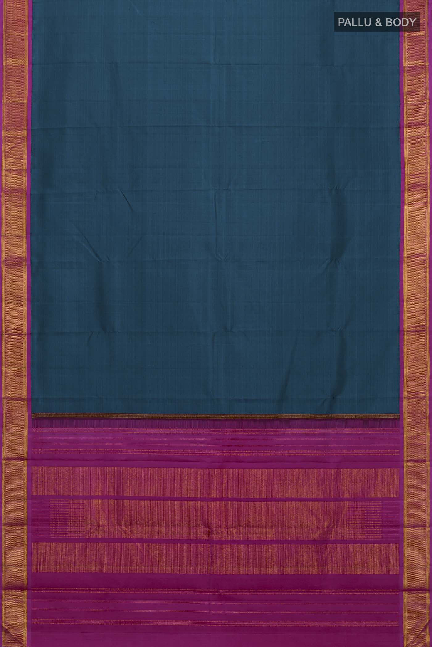 Pure Silk Pure Zari Blue Kanjivaram Saree - Image 6