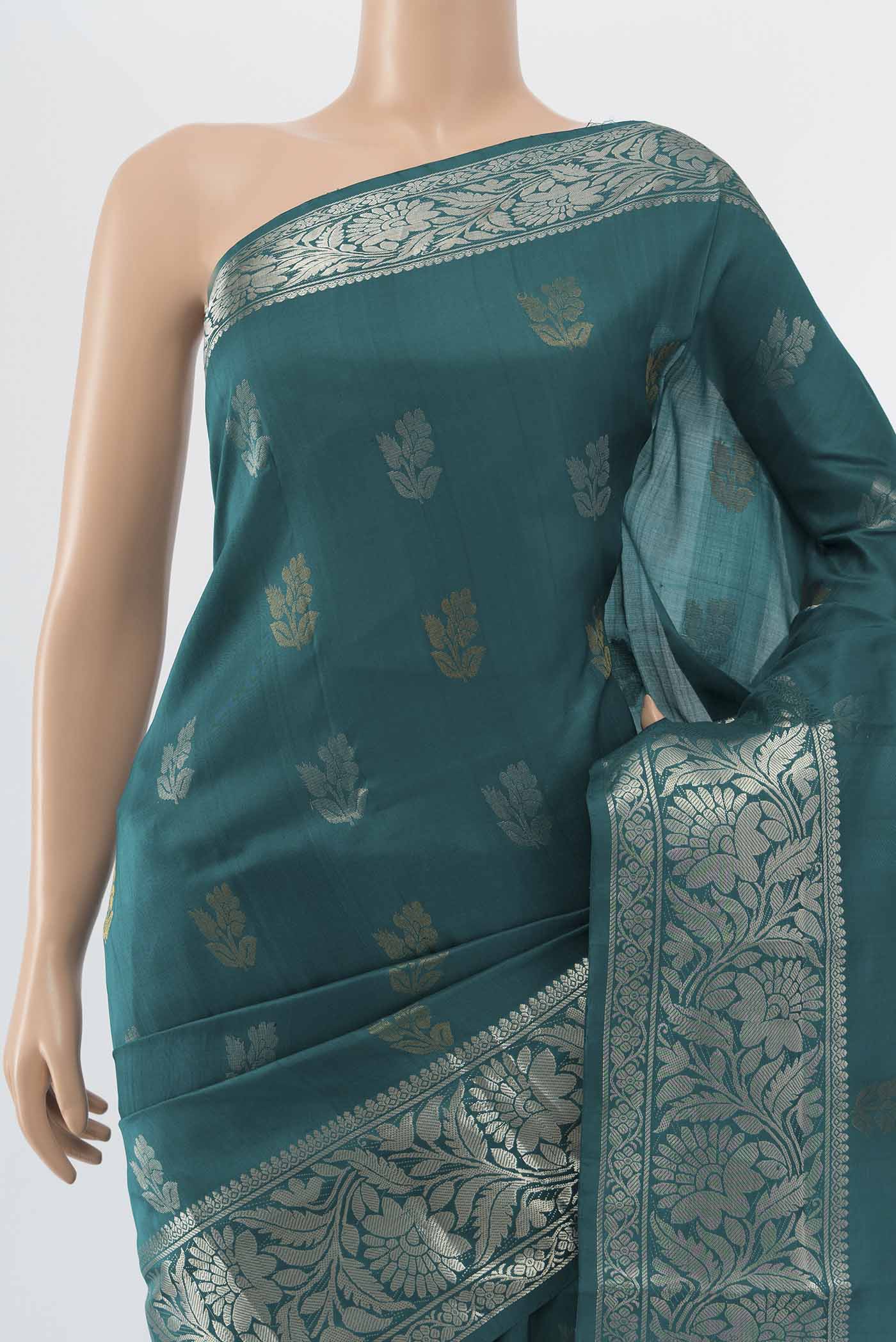 Pure Silk Pure Zari Blue Uppada Saree - Image 2