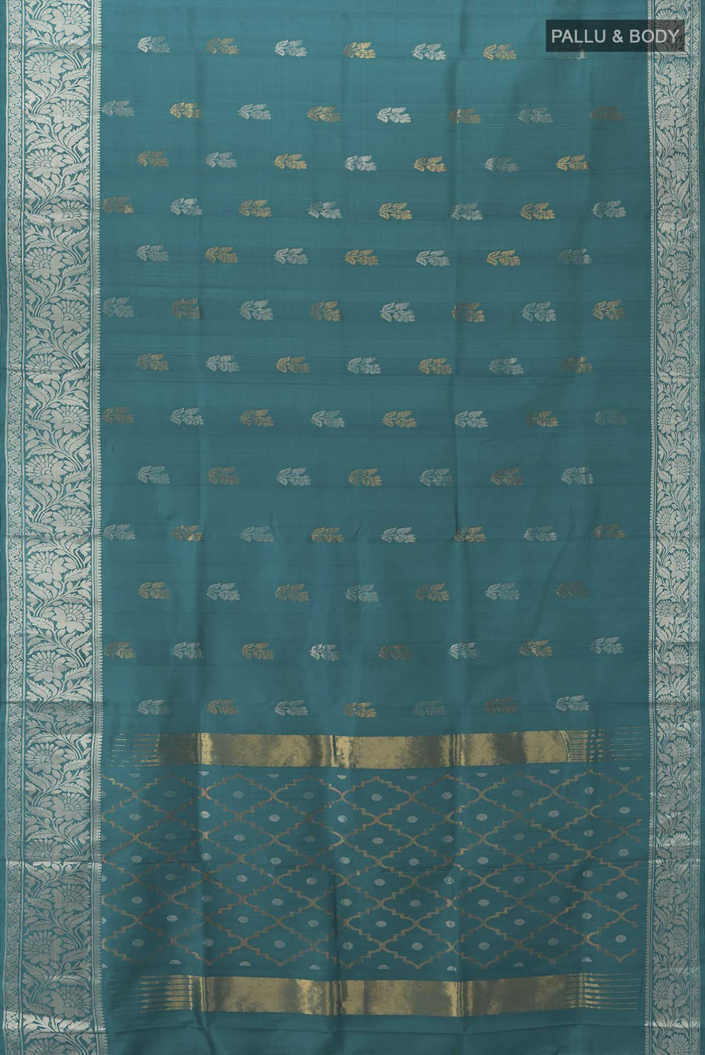 Pure Silk Pure Zari Blue Uppada Saree - Image 5