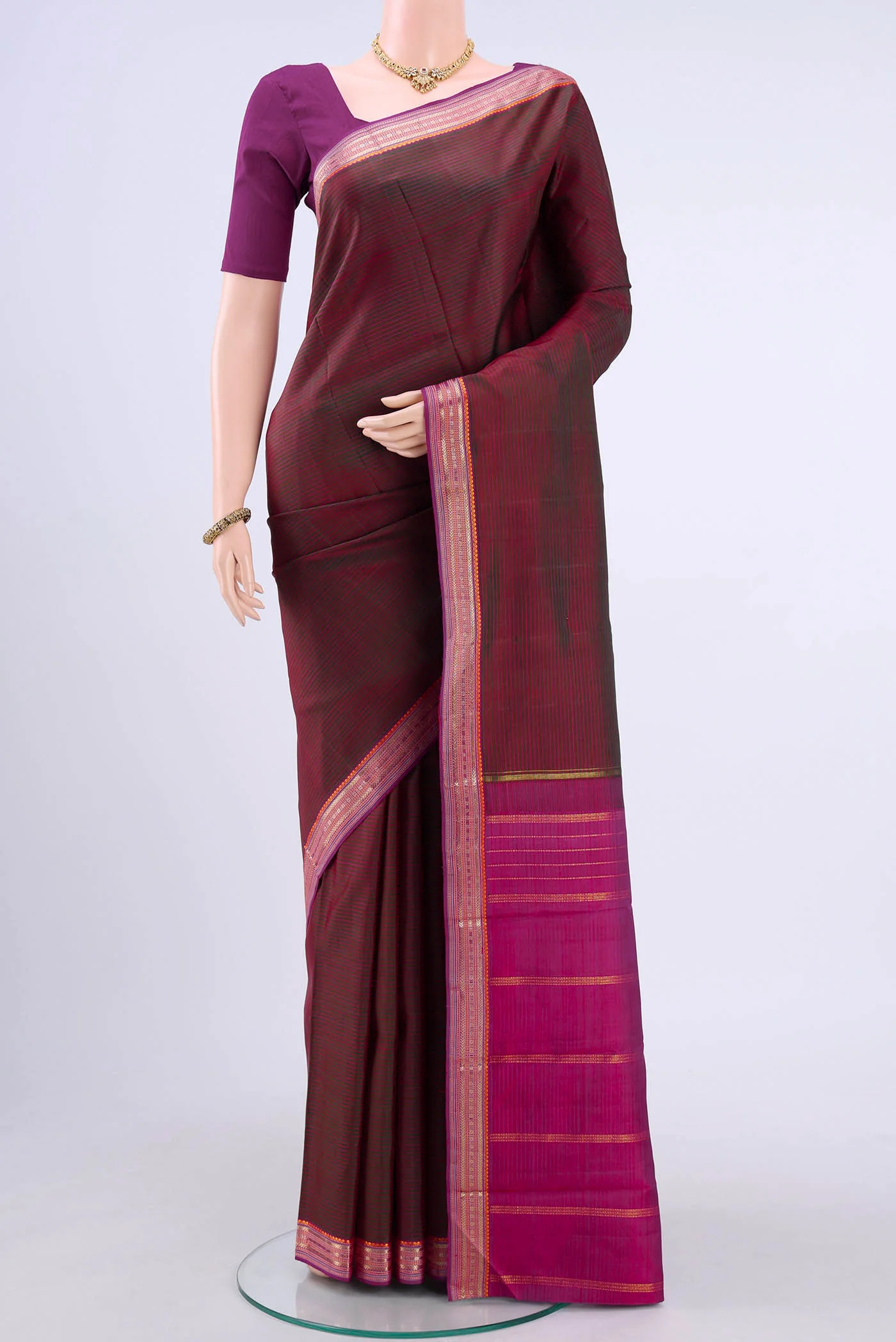 Pure Silk Pure Zari Brown Kanchipuram Saree
