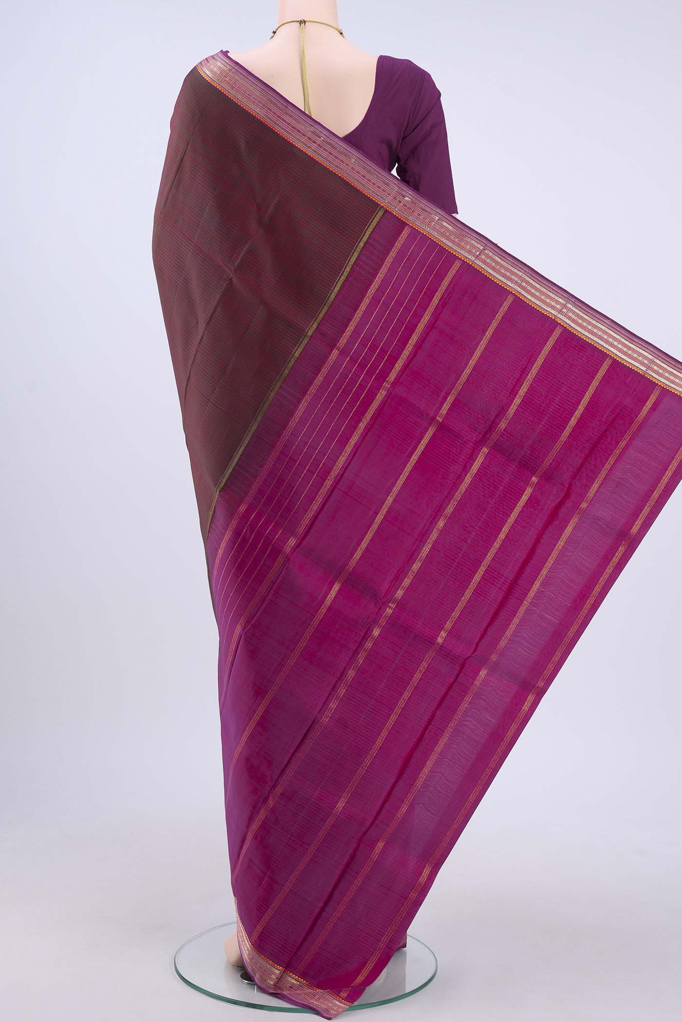 Pure Silk Pure Zari Brown Kanchipuram Saree - Image 3