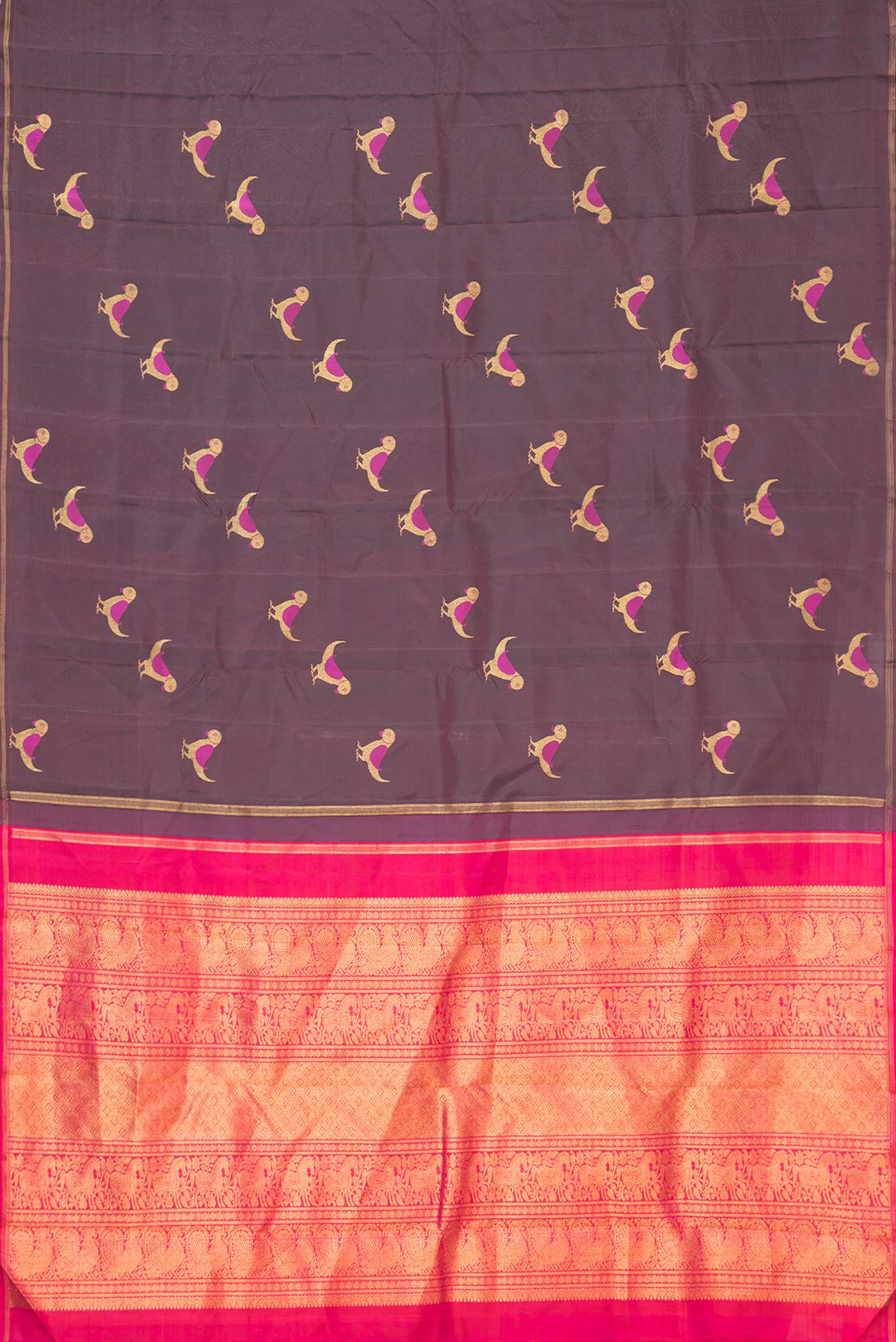 Pure Silk Pure Zari Coffee Brown Dual Tone Kanchipuram Saree - Image 6