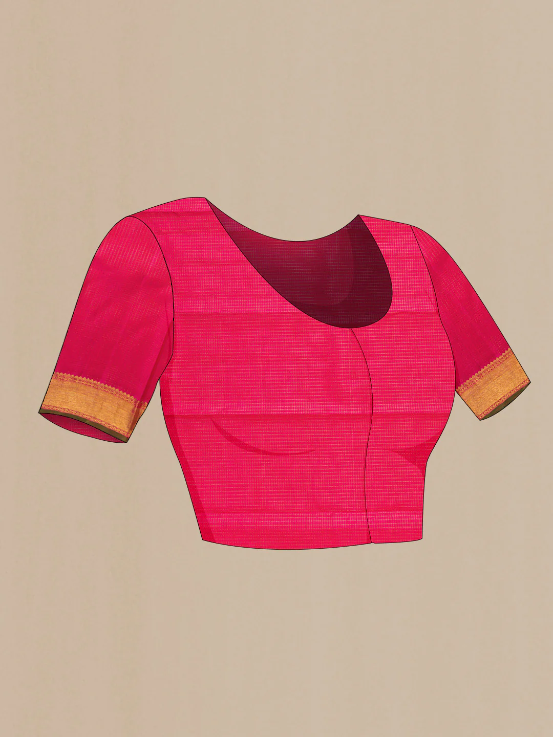 Pure Silk Pure Zari Dark Pink Dual Tone Kanjivaram Saree - Image 5