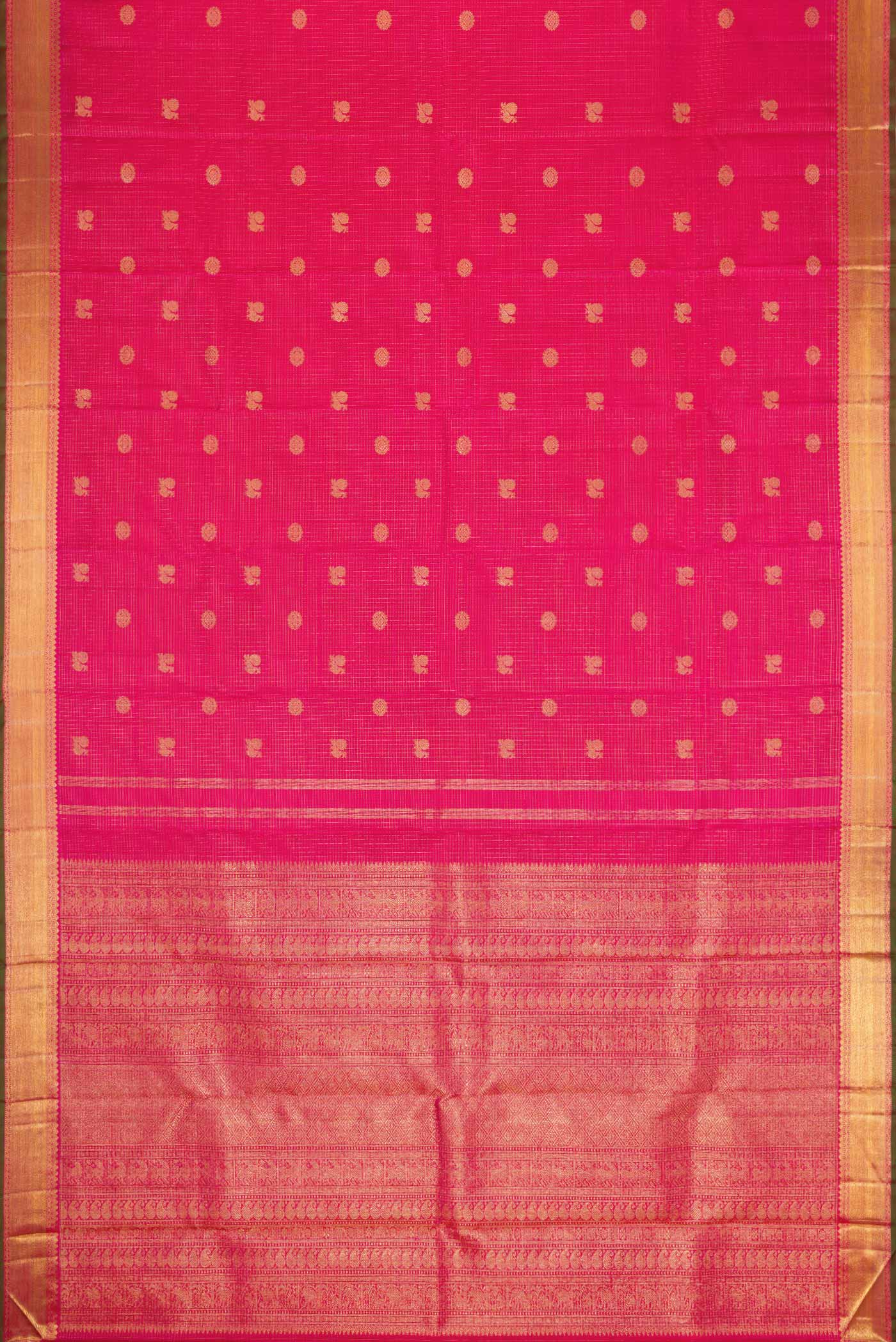 Pure Silk Pure Zari Dark Pink Dual Tone Kanjivaram Saree - Image 6