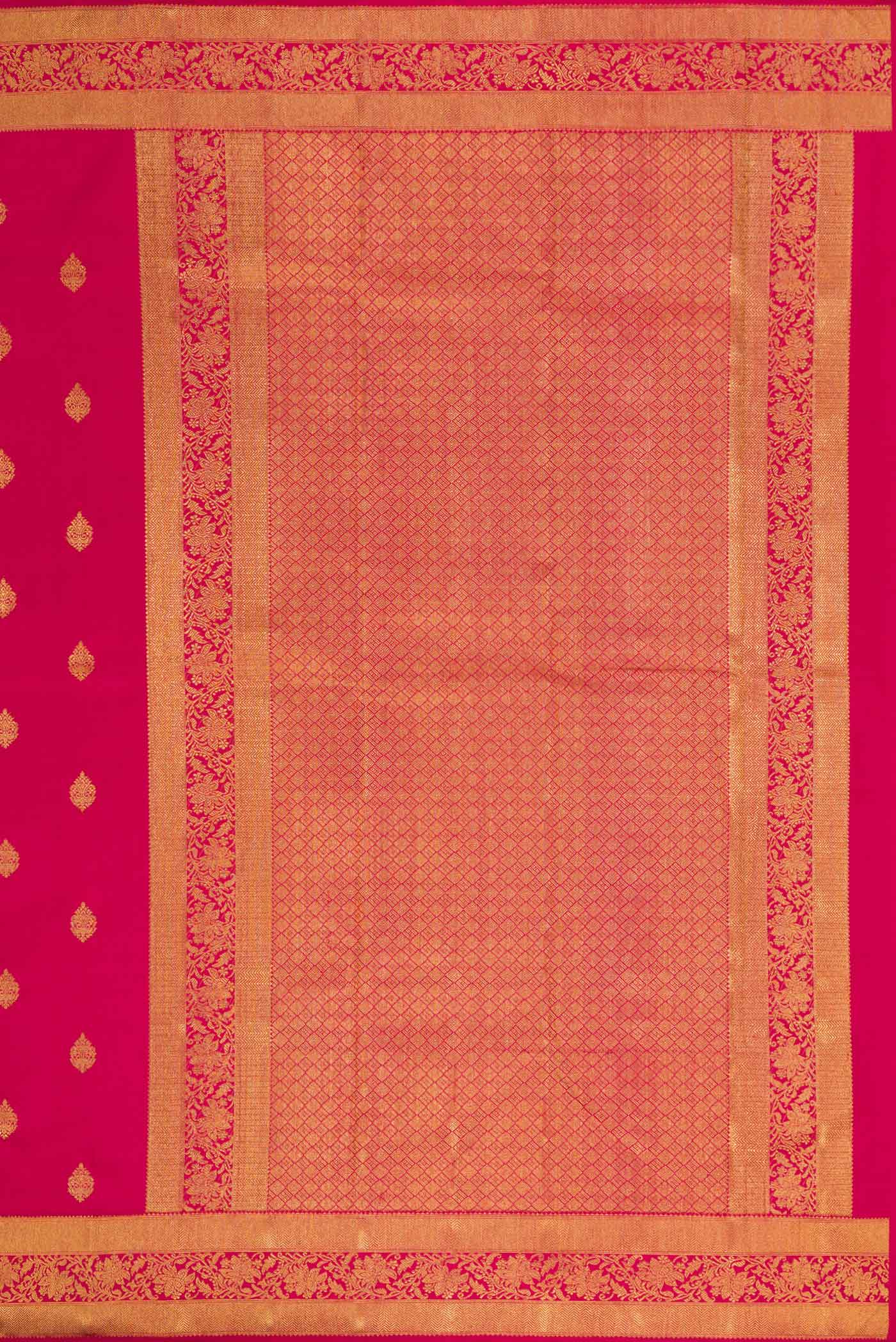 Pure Silk Pure Zari Dark Pink Dual Tone Kanjivaram Saree - Image 7