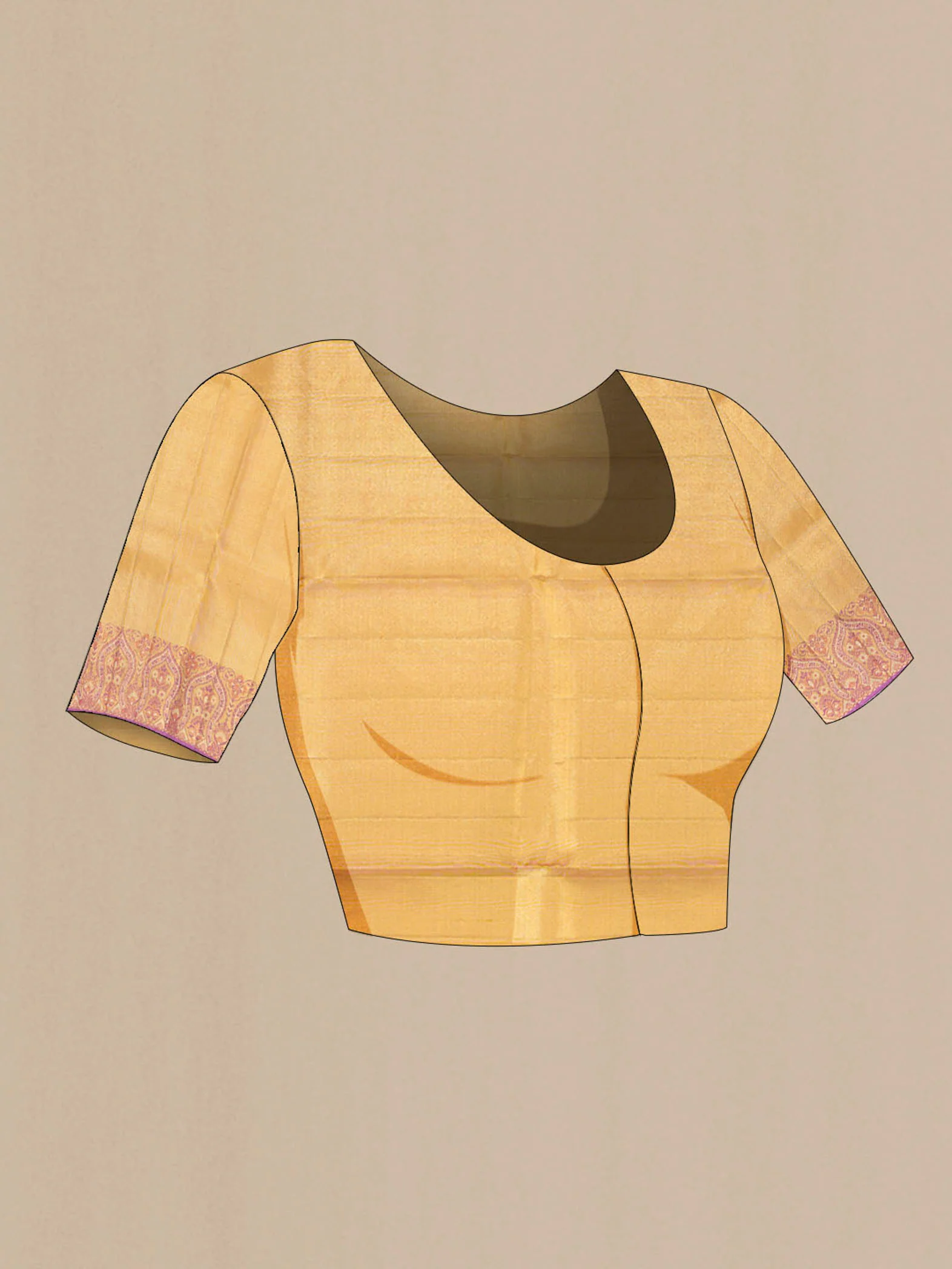 Golden Dual Tone Kanchipuram Tissue Silk Saree - Image 4