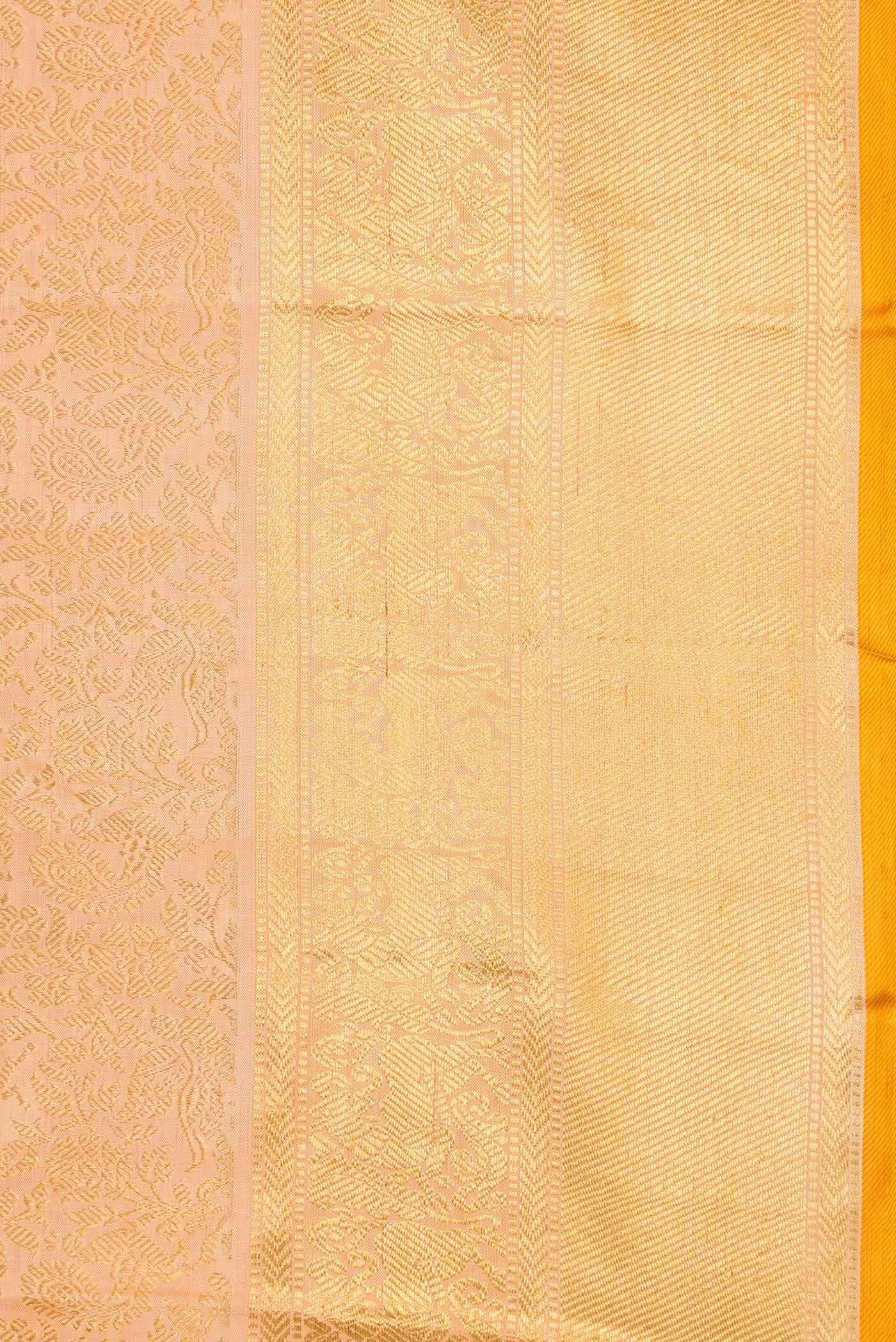 Pure Silk Pure Zari Golden Peach Dual Tone Kanjivaram Saree - Image 3