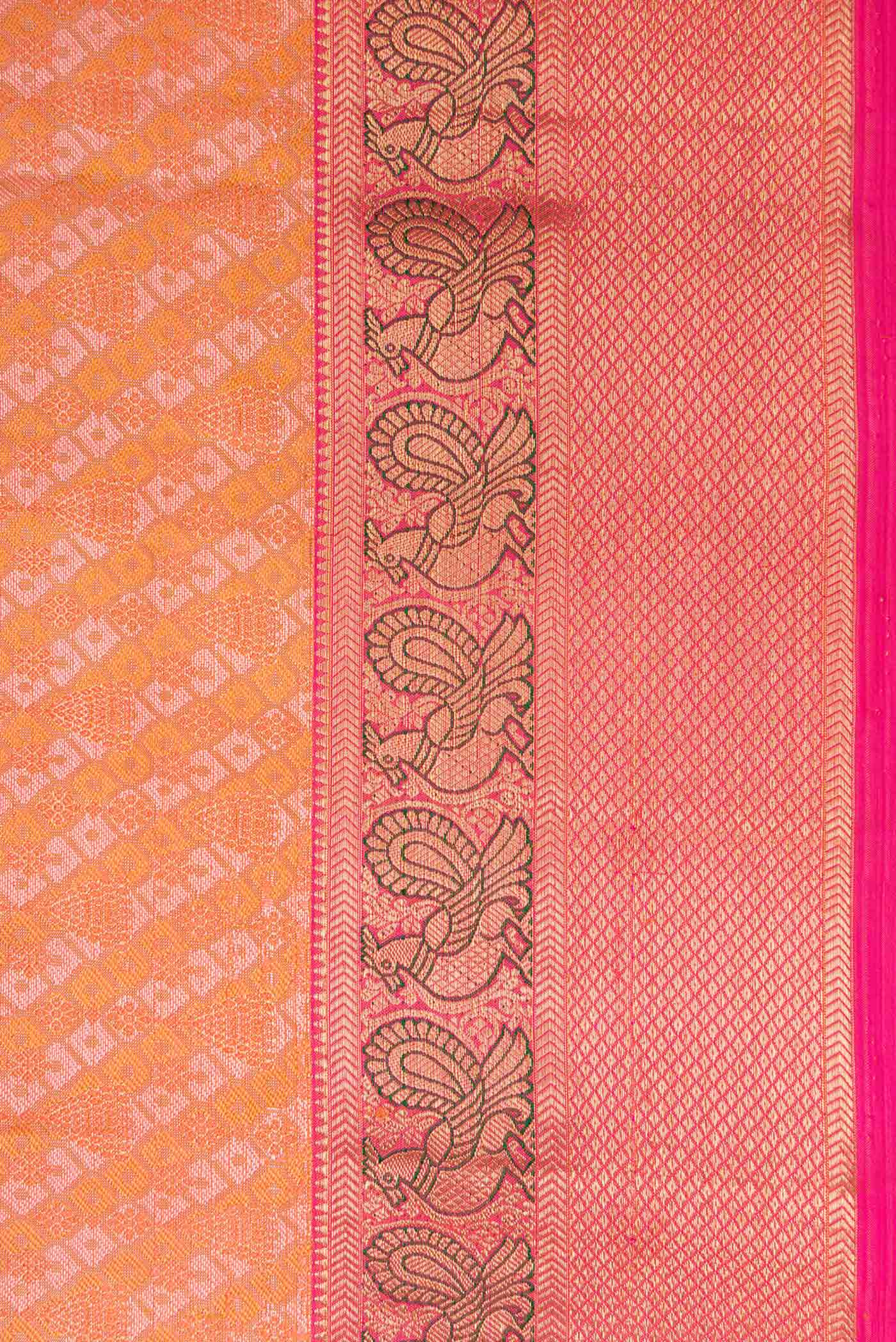 Pure Silk Pure Zari Peach Kanchipuram Saree - Image 3