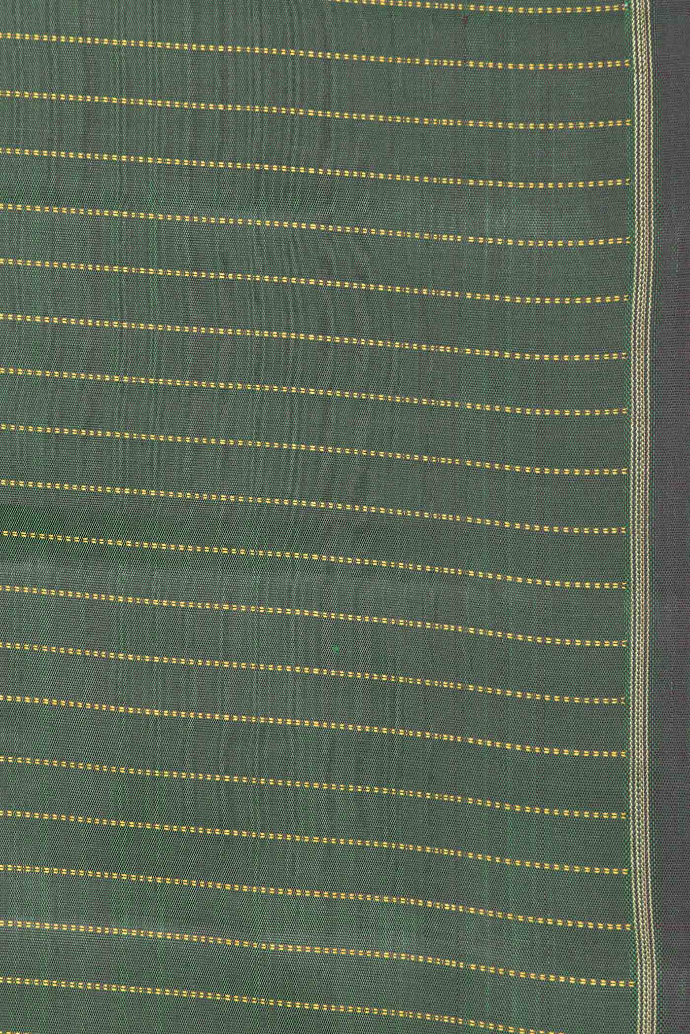 Pure Silk Pure Zari Green Dual Tone Kanchipuram Saree - Image 3