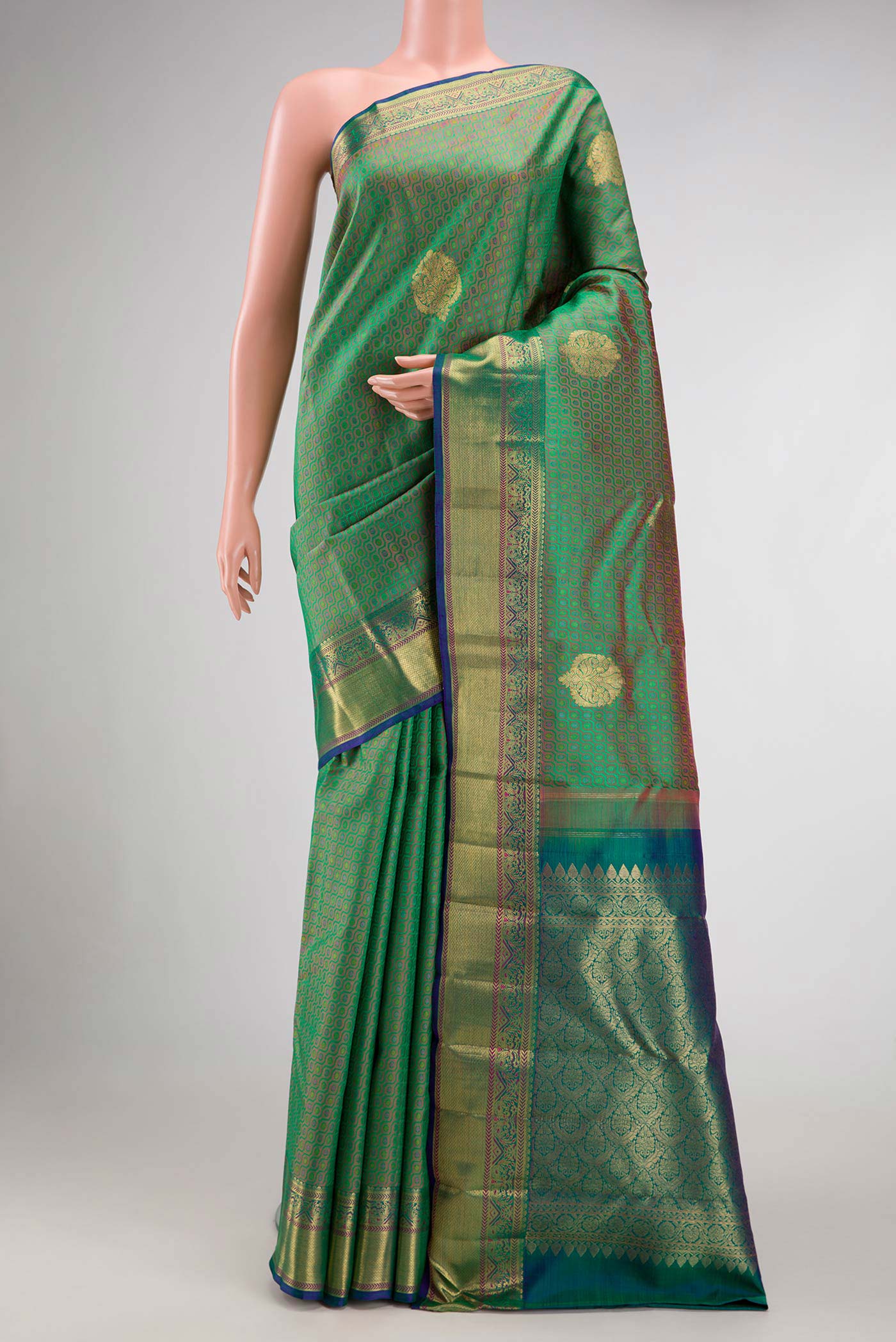 Pure Silk Pure Zari Green Kanchipuram Saree