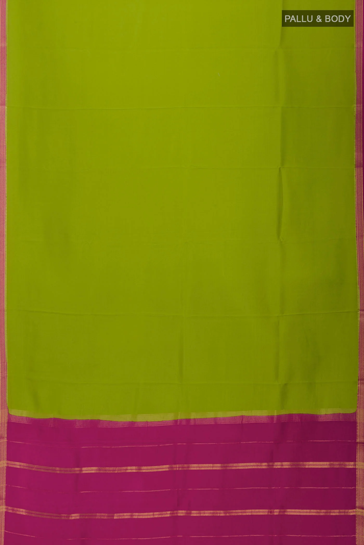 Pure Silk Pure Zari Green Mysore Crepe Saree - Image 6