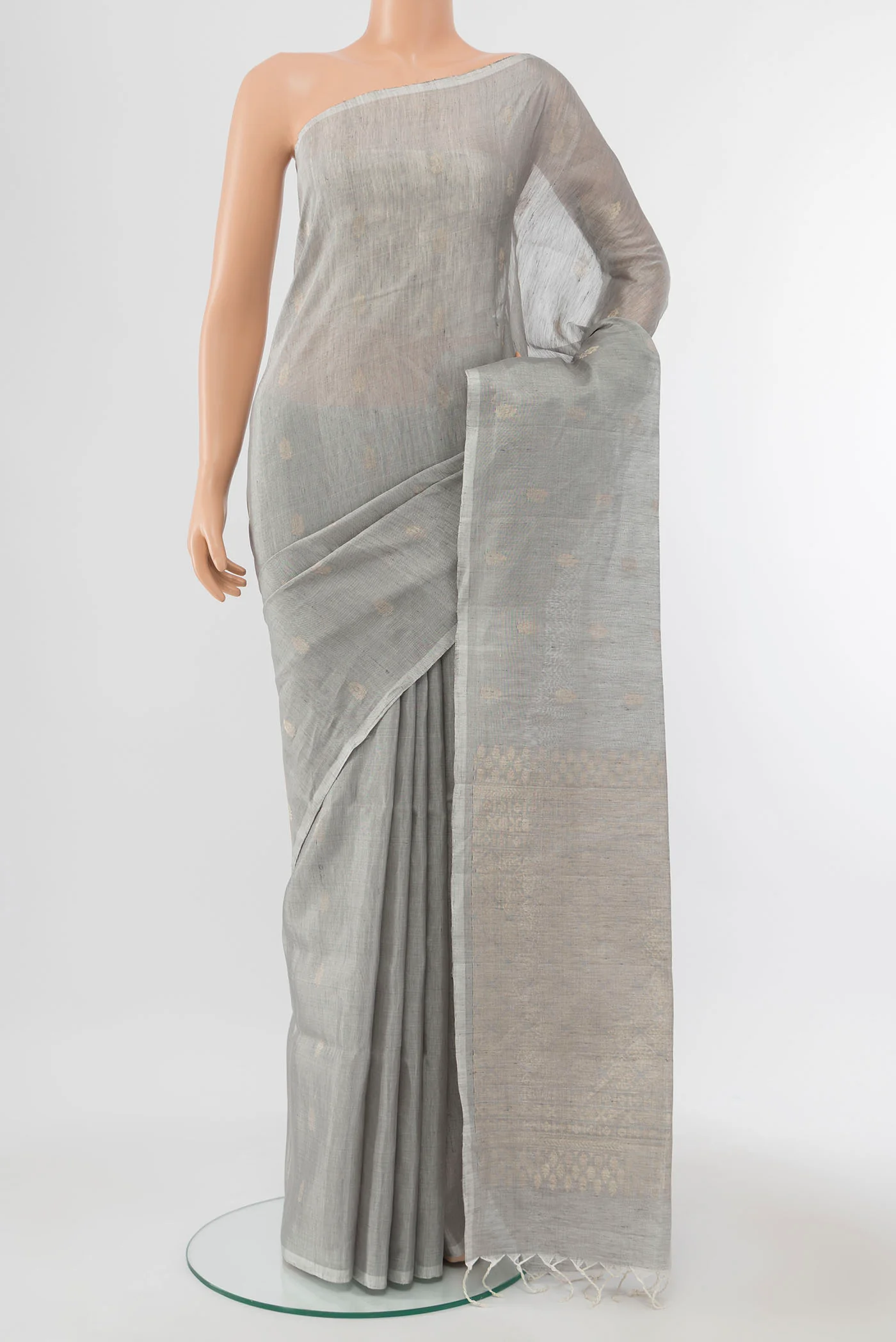 Pure Silk Pure Zari Grey Soft Saree