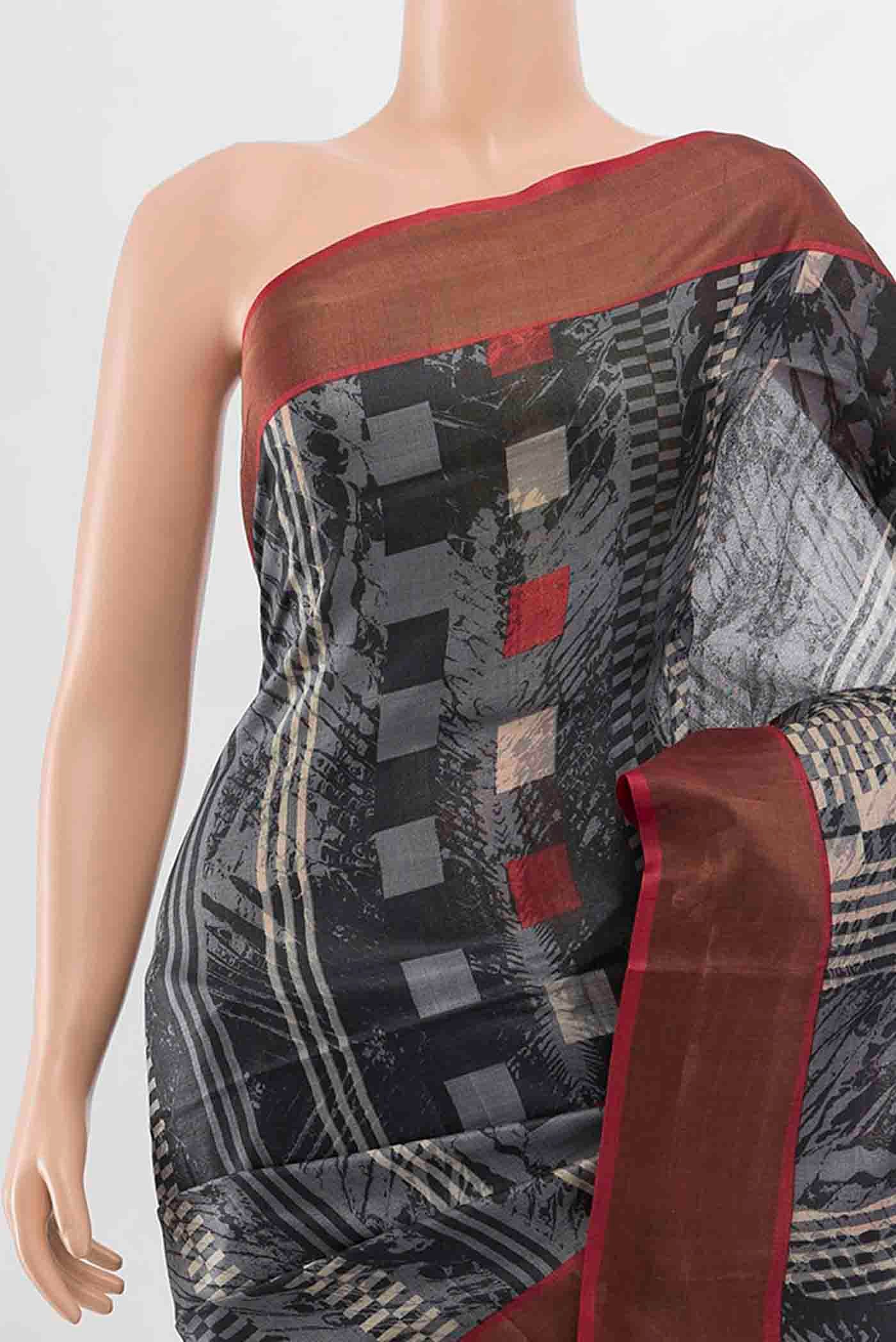 Pure Silk Pure Zari Grey Tussar Saree - Image 2
