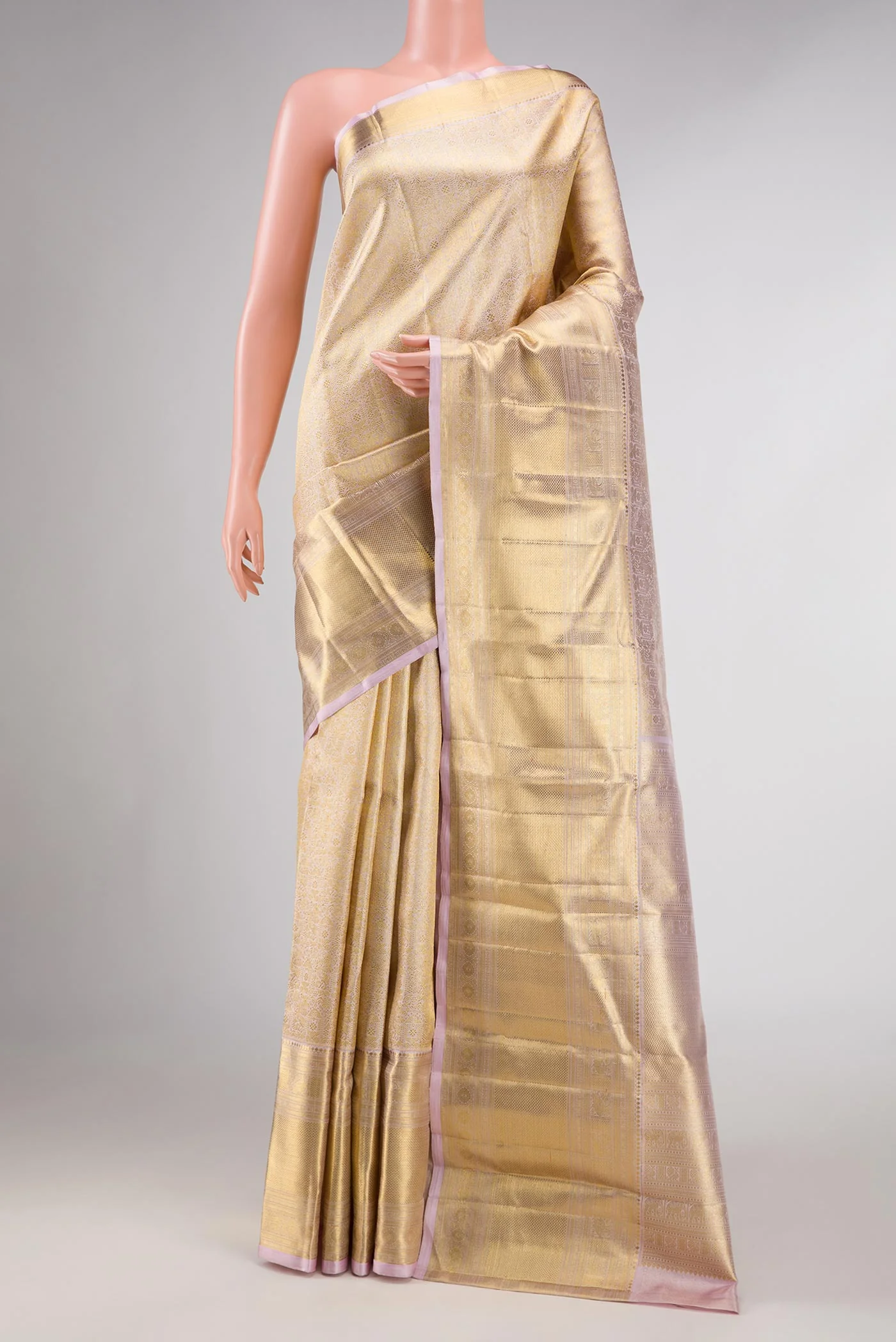 Pure Silk Pure Zari Lavender Dual Tone Kanjivaram Saree